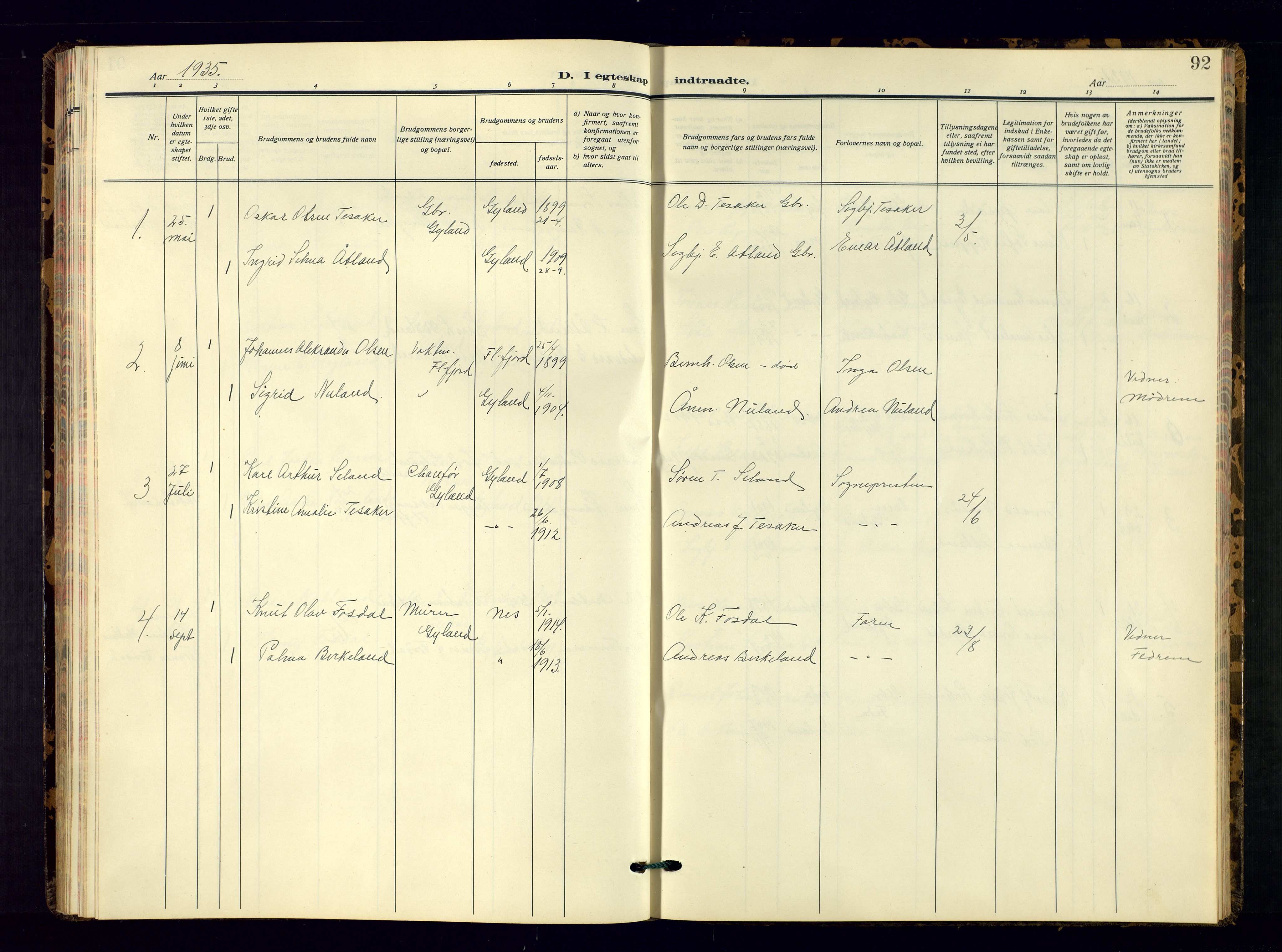 Bakke sokneprestkontor, AV/SAK-1111-0002/F/Fb/Fbb/L0005: Parish register (copy) no. B 5, 1927-1947, p. 92
