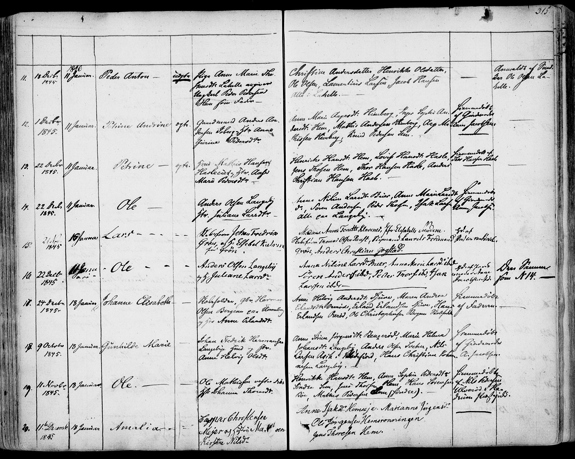 Sandar kirkebøker, SAKO/A-243/F/Fa/L0005: Parish register (official) no. 5, 1832-1847, p. 314-315