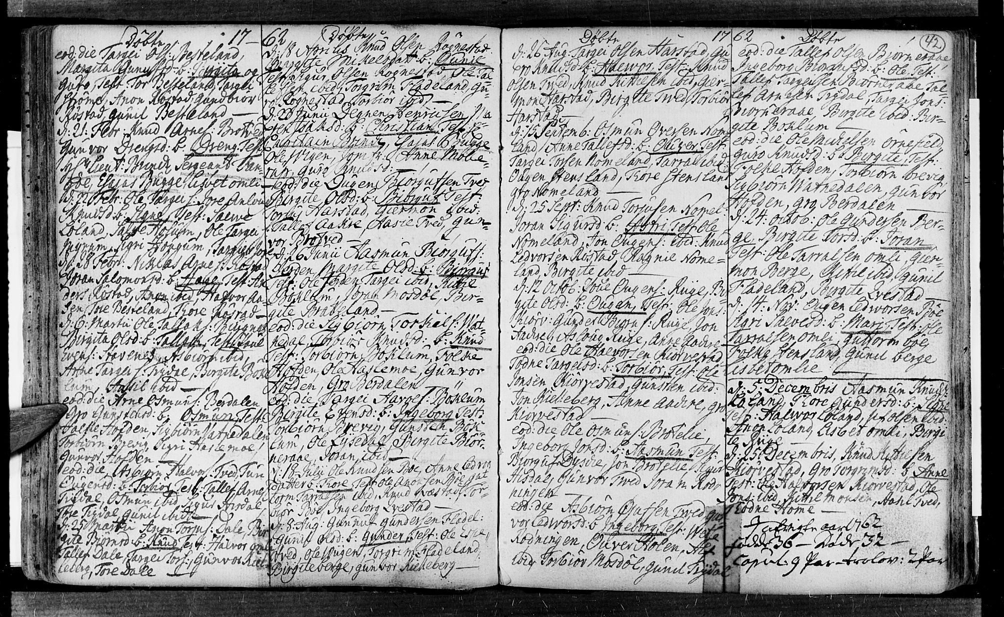 Valle sokneprestkontor, AV/SAK-1111-0044/F/Fa/Fac/L0002: Parish register (official) no. A 2, 1745-1776, p. 42