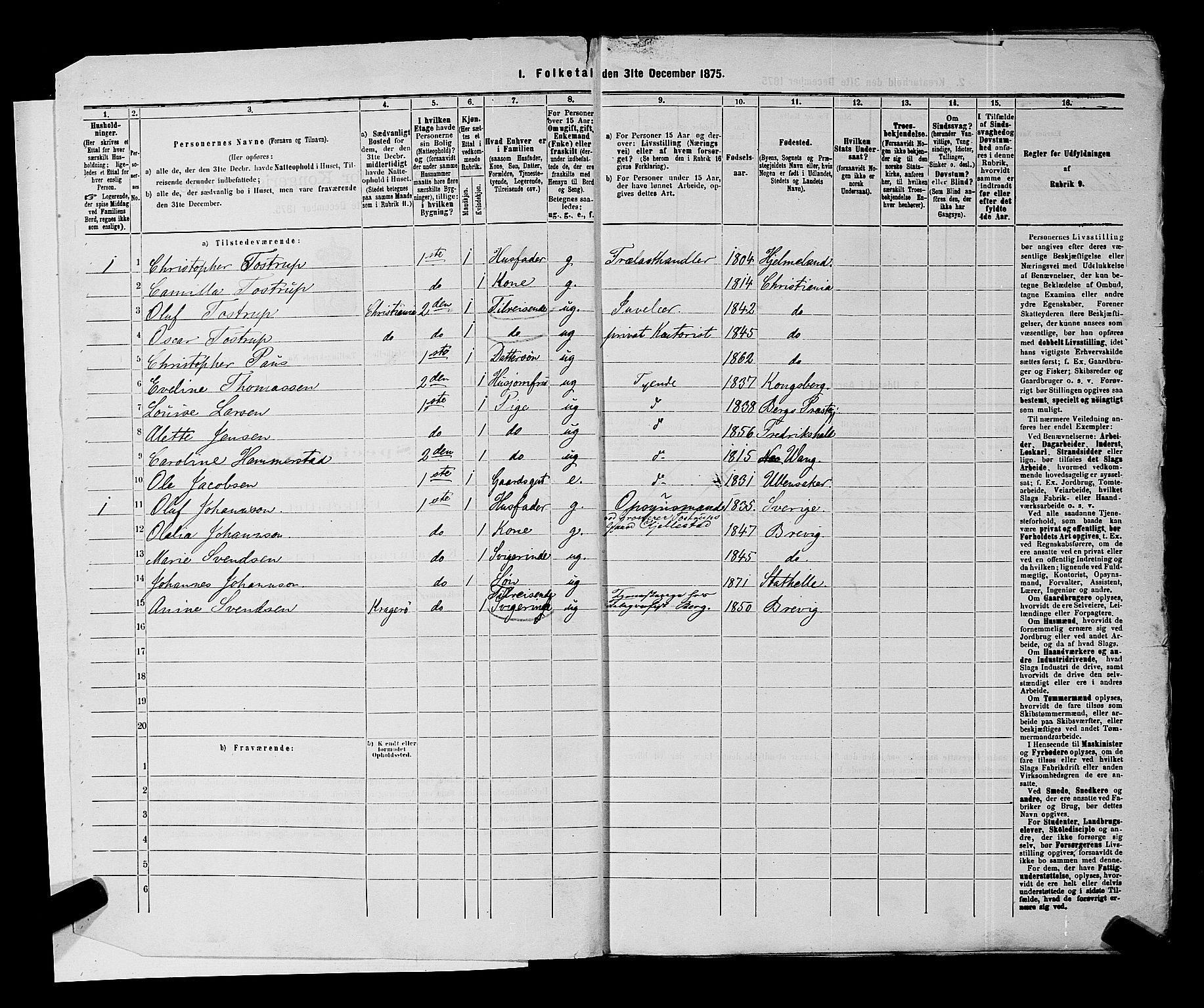 SAKO, 1875 census for 0803B Bamble/Stathelle, 1875, p. 9