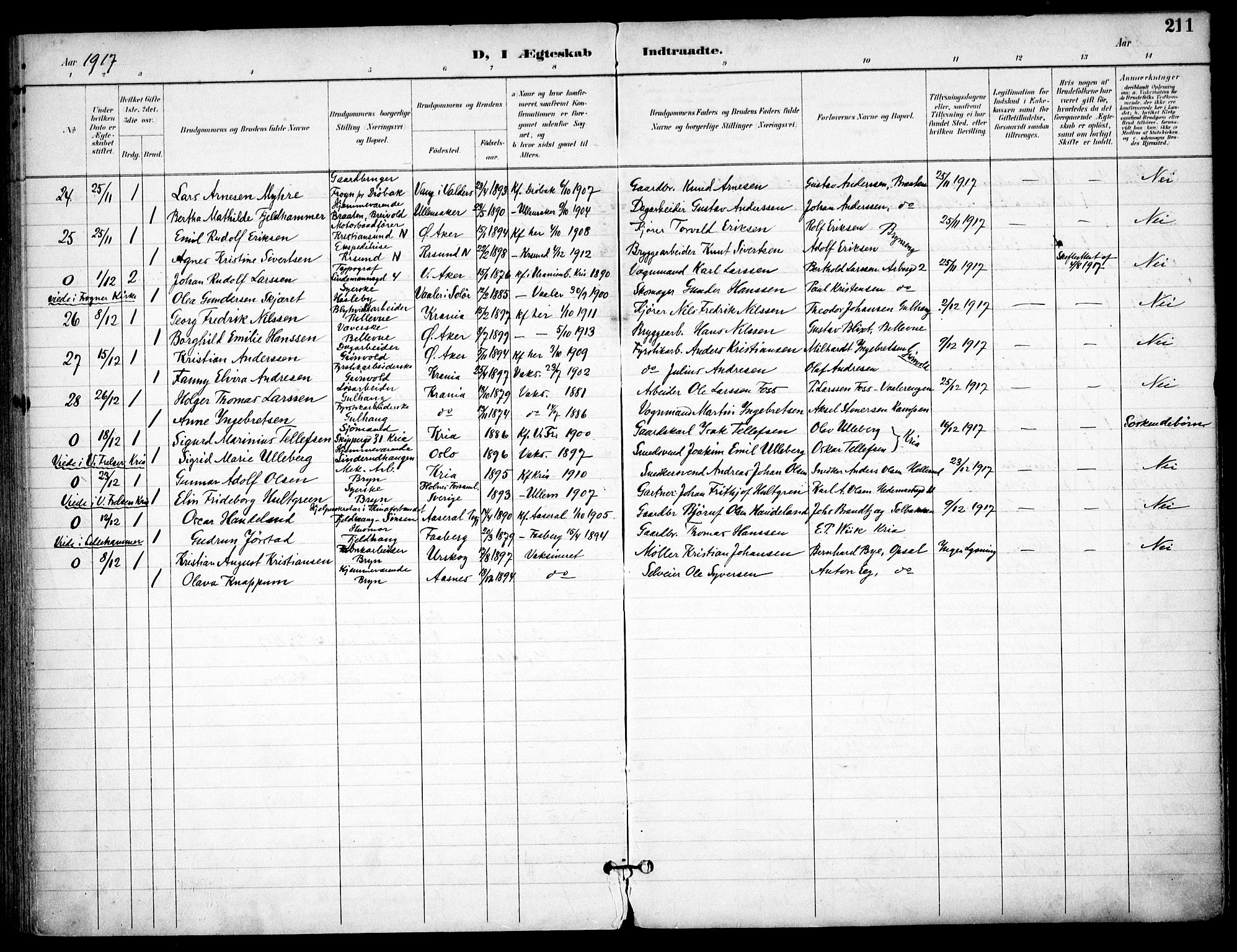 Østre Aker prestekontor Kirkebøker, SAO/A-10840/F/Fa/L0011: Parish register (official) no. I 11, 1895-1917, p. 211