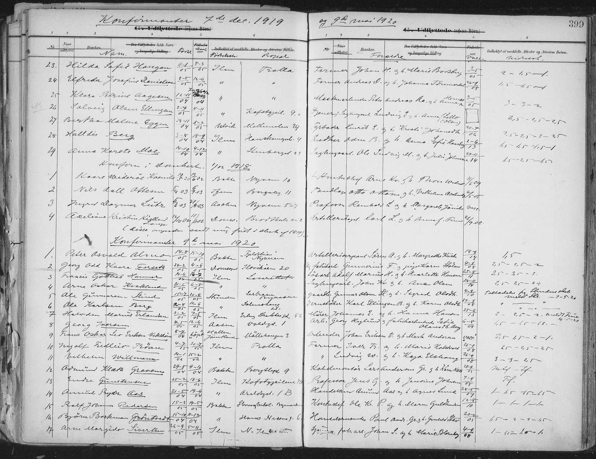 Ministerialprotokoller, klokkerbøker og fødselsregistre - Sør-Trøndelag, SAT/A-1456/603/L0167: Parish register (official) no. 603A06, 1896-1932, p. 399