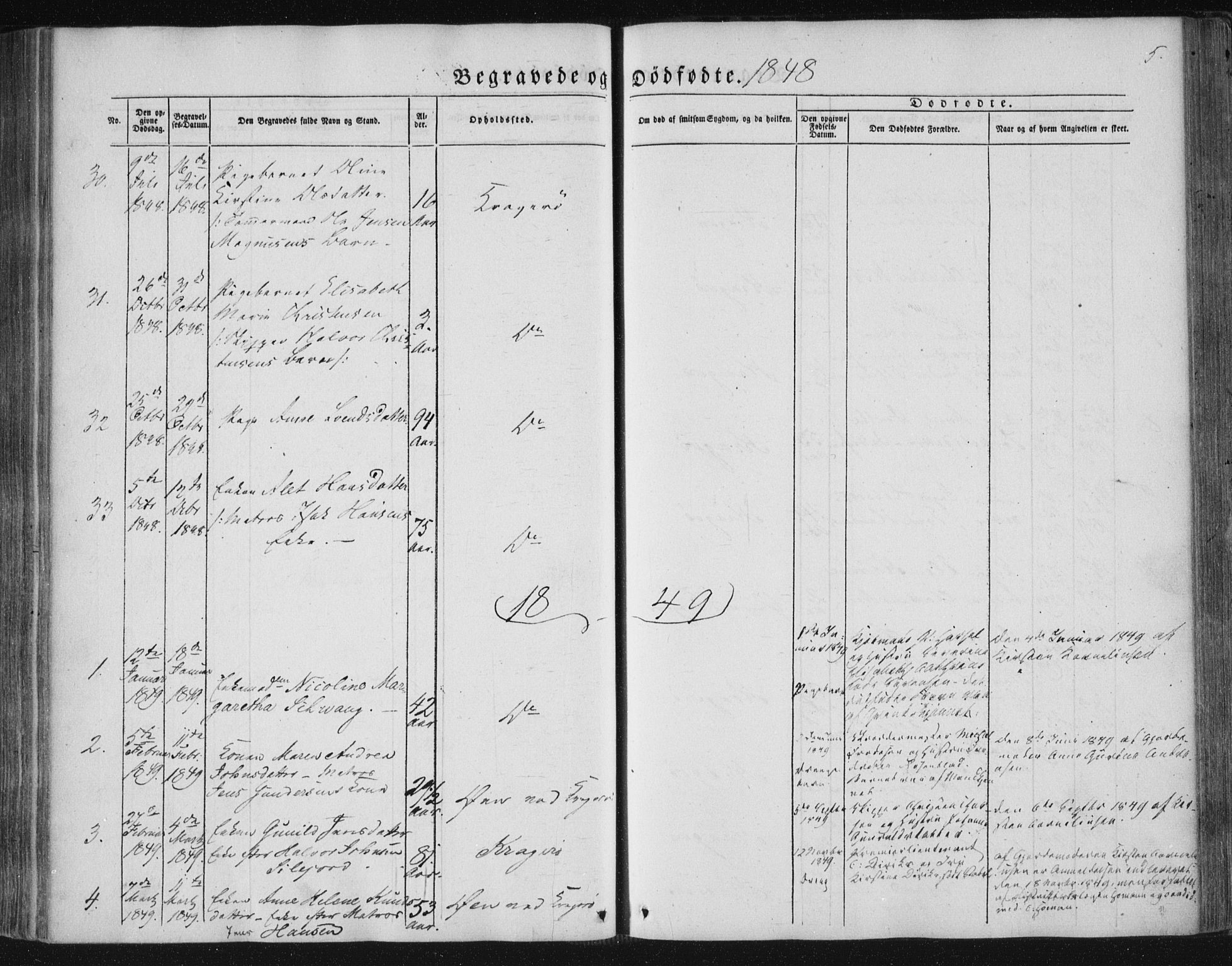 Kragerø kirkebøker, SAKO/A-278/F/Fa/L0006: Parish register (official) no. 6, 1847-1861, p. 5