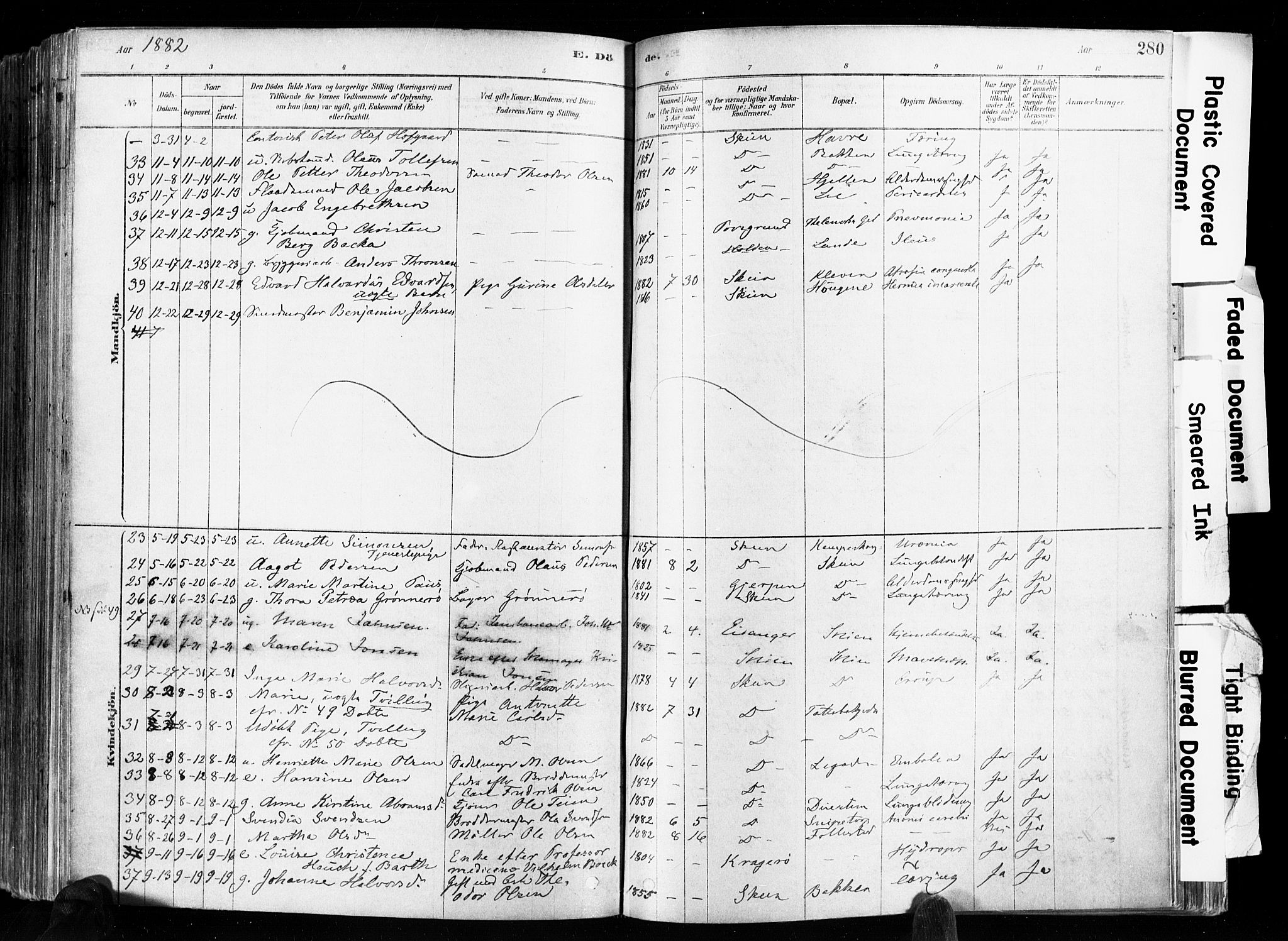 Skien kirkebøker, SAKO/A-302/F/Fa/L0009: Parish register (official) no. 9, 1878-1890, p. 280