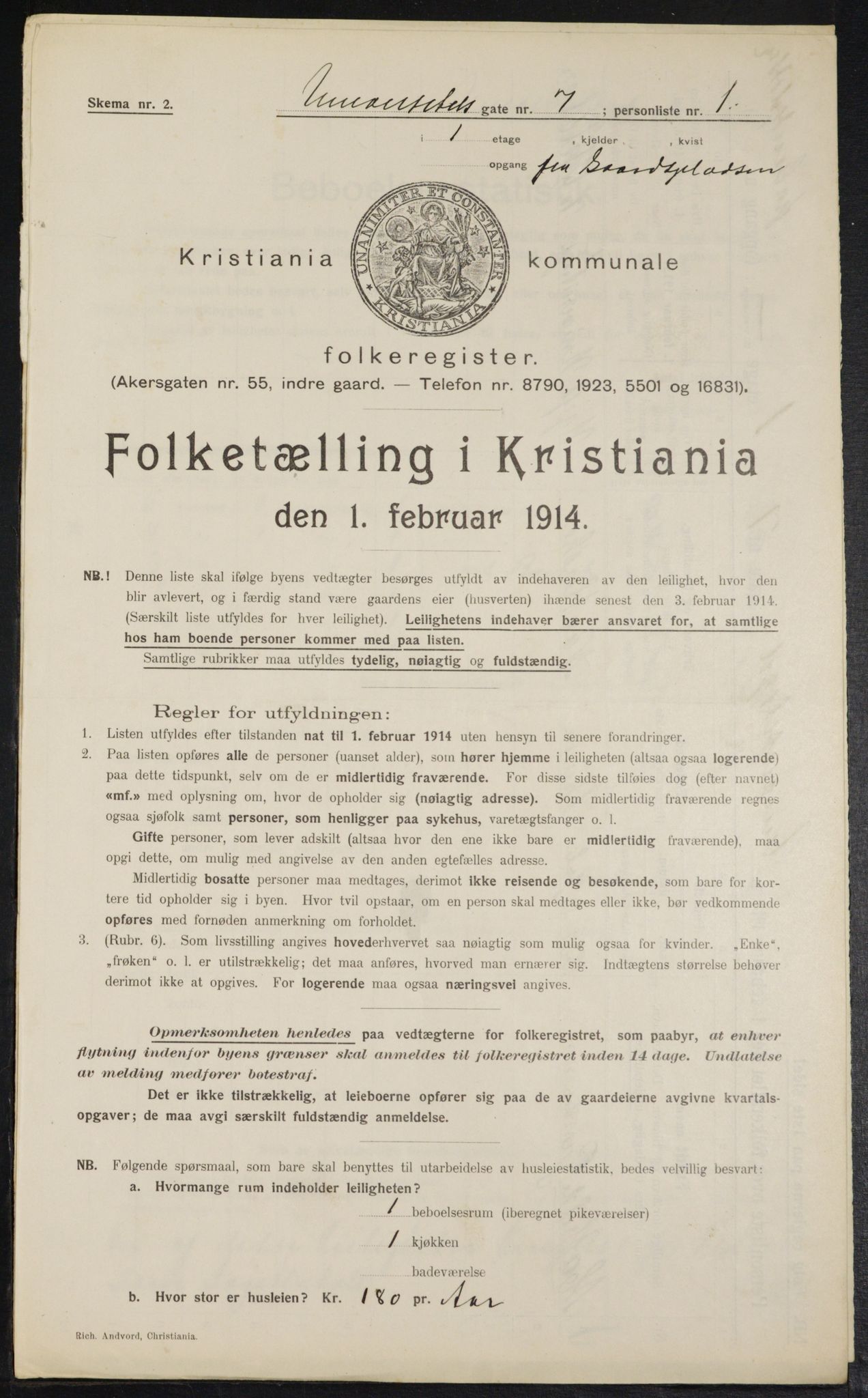 OBA, Municipal Census 1914 for Kristiania, 1914, p. 121028