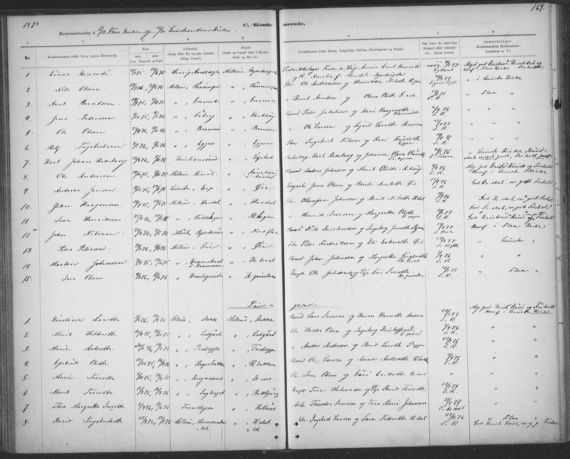 Ministerialprotokoller, klokkerbøker og fødselsregistre - Sør-Trøndelag, AV/SAT-A-1456/691/L1085: Parish register (official) no. 691A17, 1887-1908, p. 169