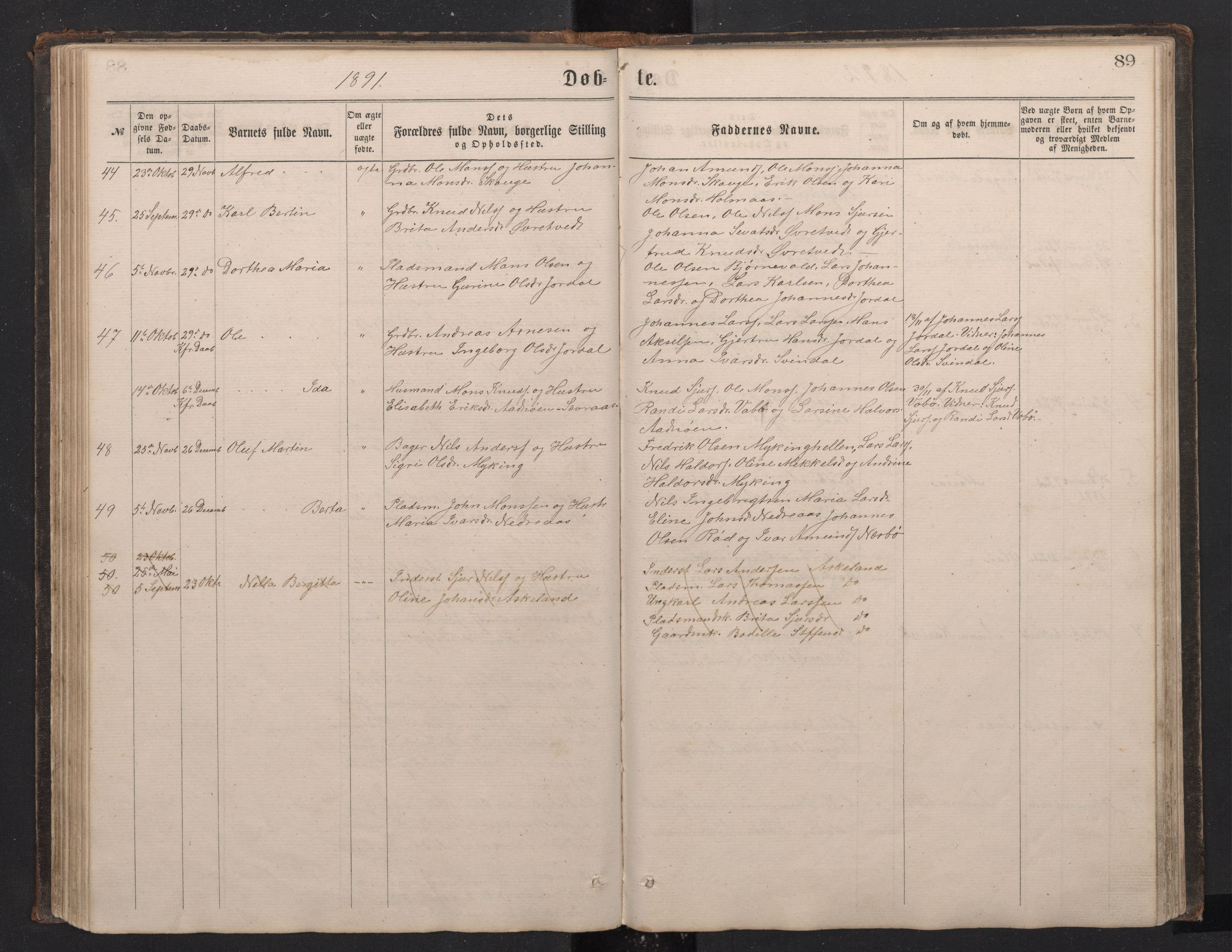 Lindås Sokneprestembete, SAB/A-76701/H/Hab: Parish register (copy) no. E 2, 1867-1892, p. 88b-89a