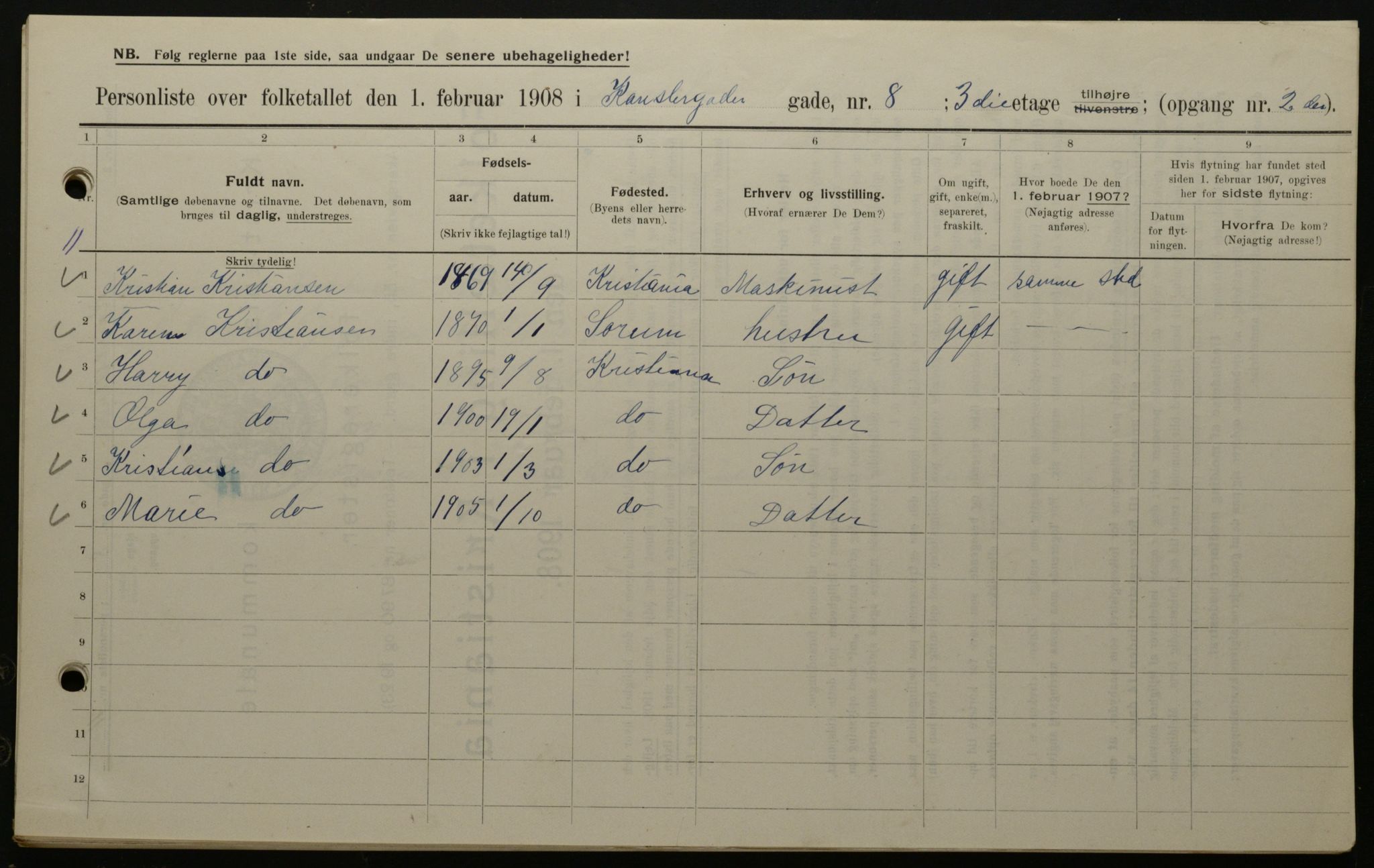 OBA, Municipal Census 1908 for Kristiania, 1908, p. 42970