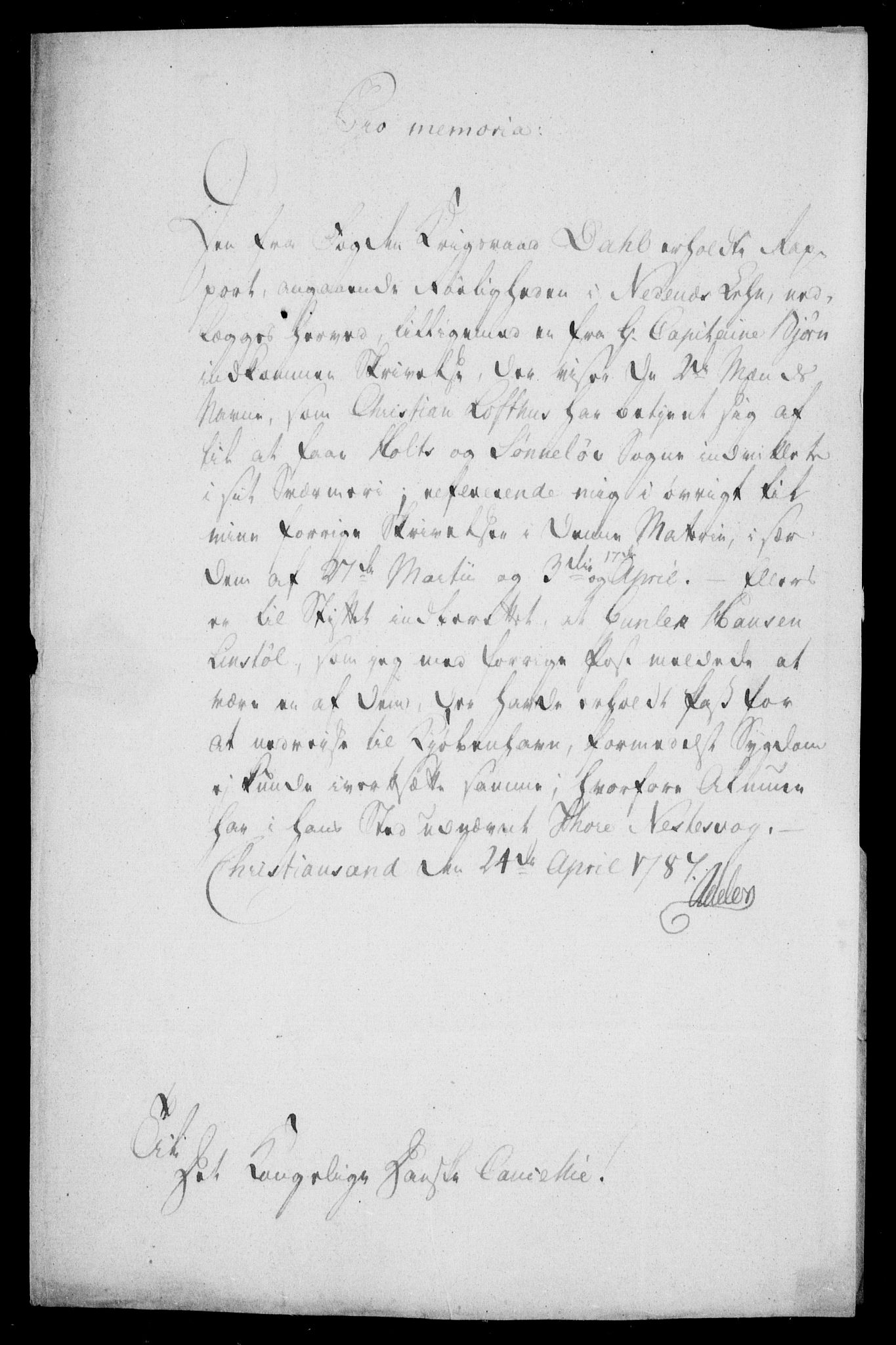 Danske Kanselli, Skapsaker, AV/RA-EA-4061/F/L0101: Skap 16, pakke 7 VII, 1787, p. 1113