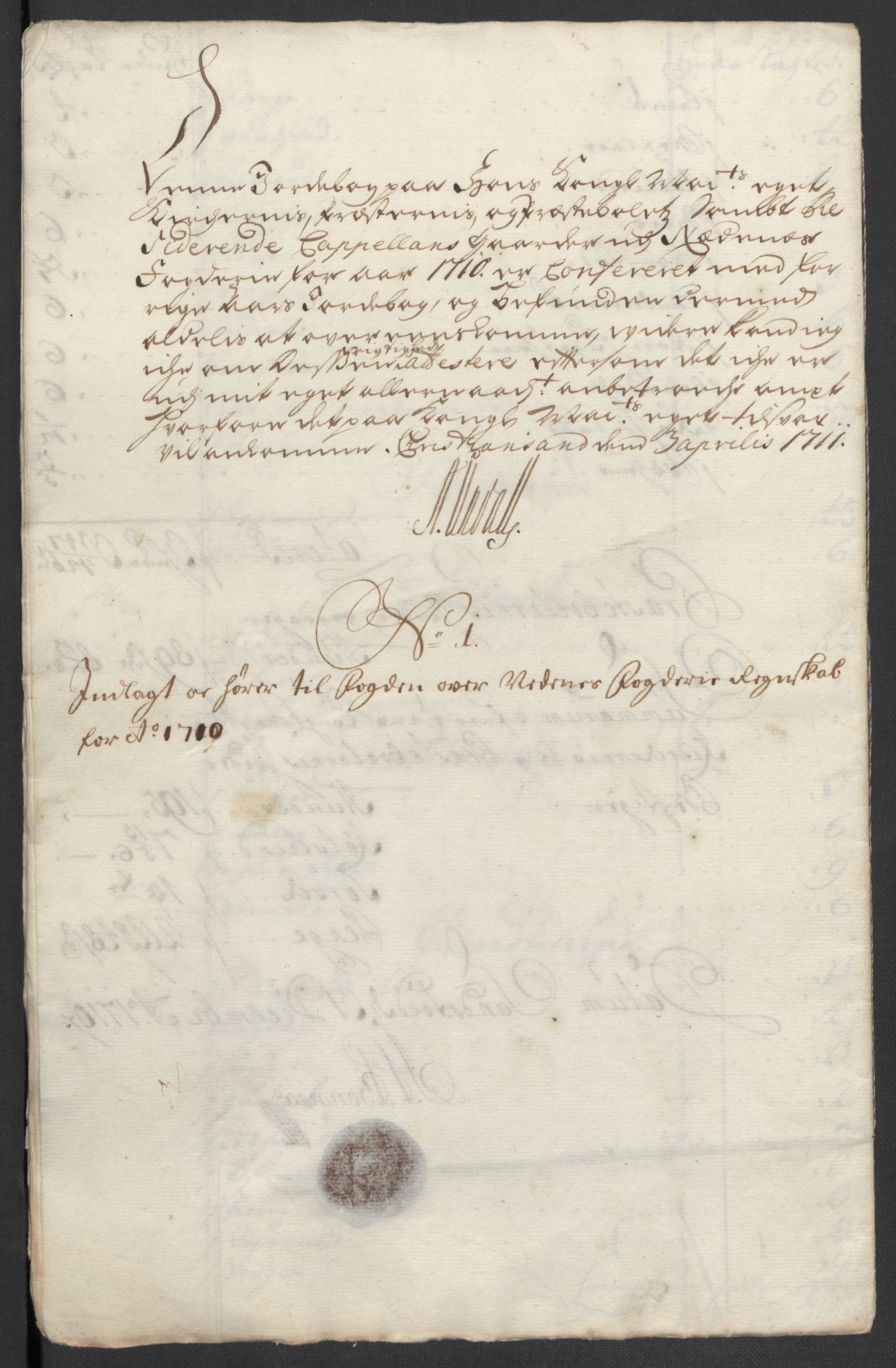 Rentekammeret inntil 1814, Reviderte regnskaper, Fogderegnskap, AV/RA-EA-4092/R39/L2319: Fogderegnskap Nedenes, 1710-1711, p. 19