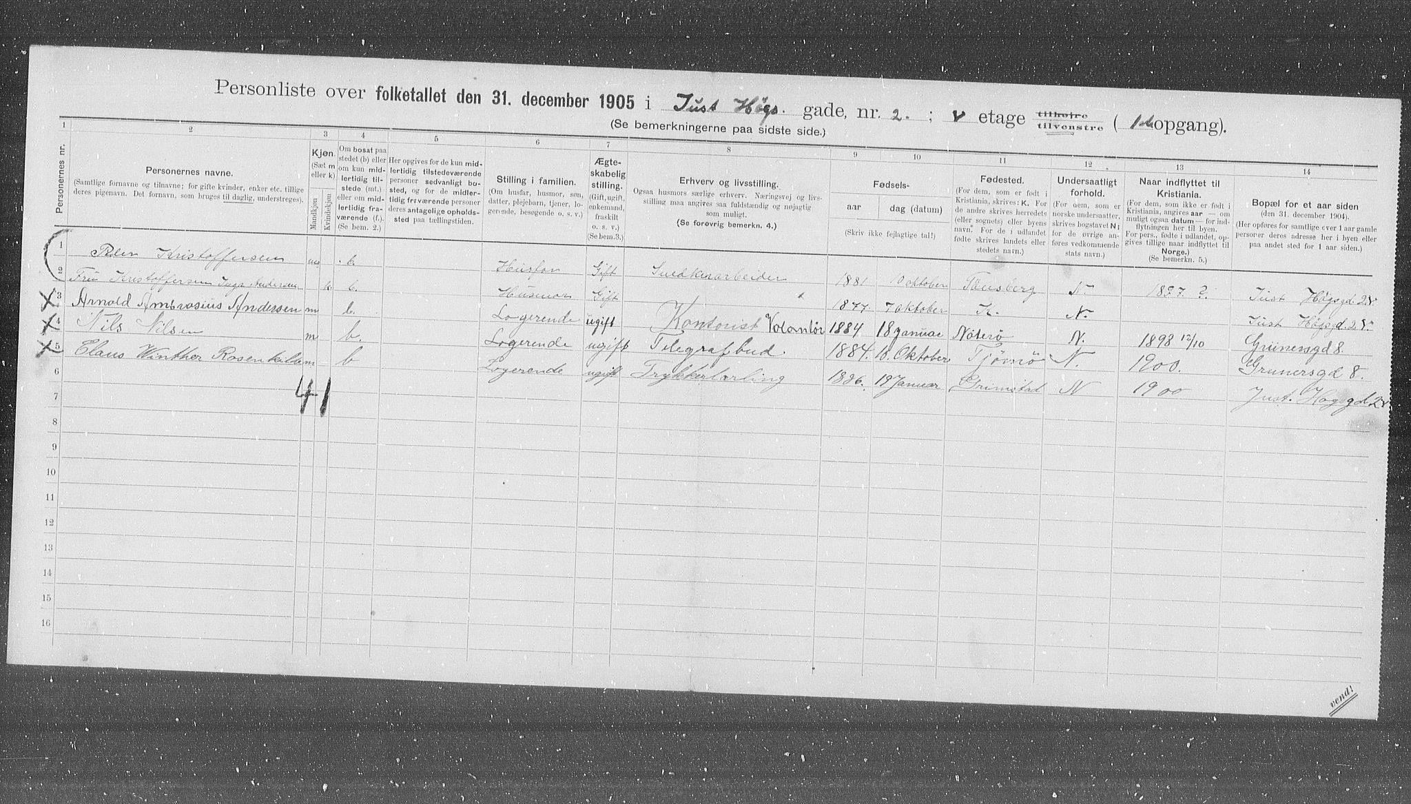 OBA, Municipal Census 1905 for Kristiania, 1905, p. 24999