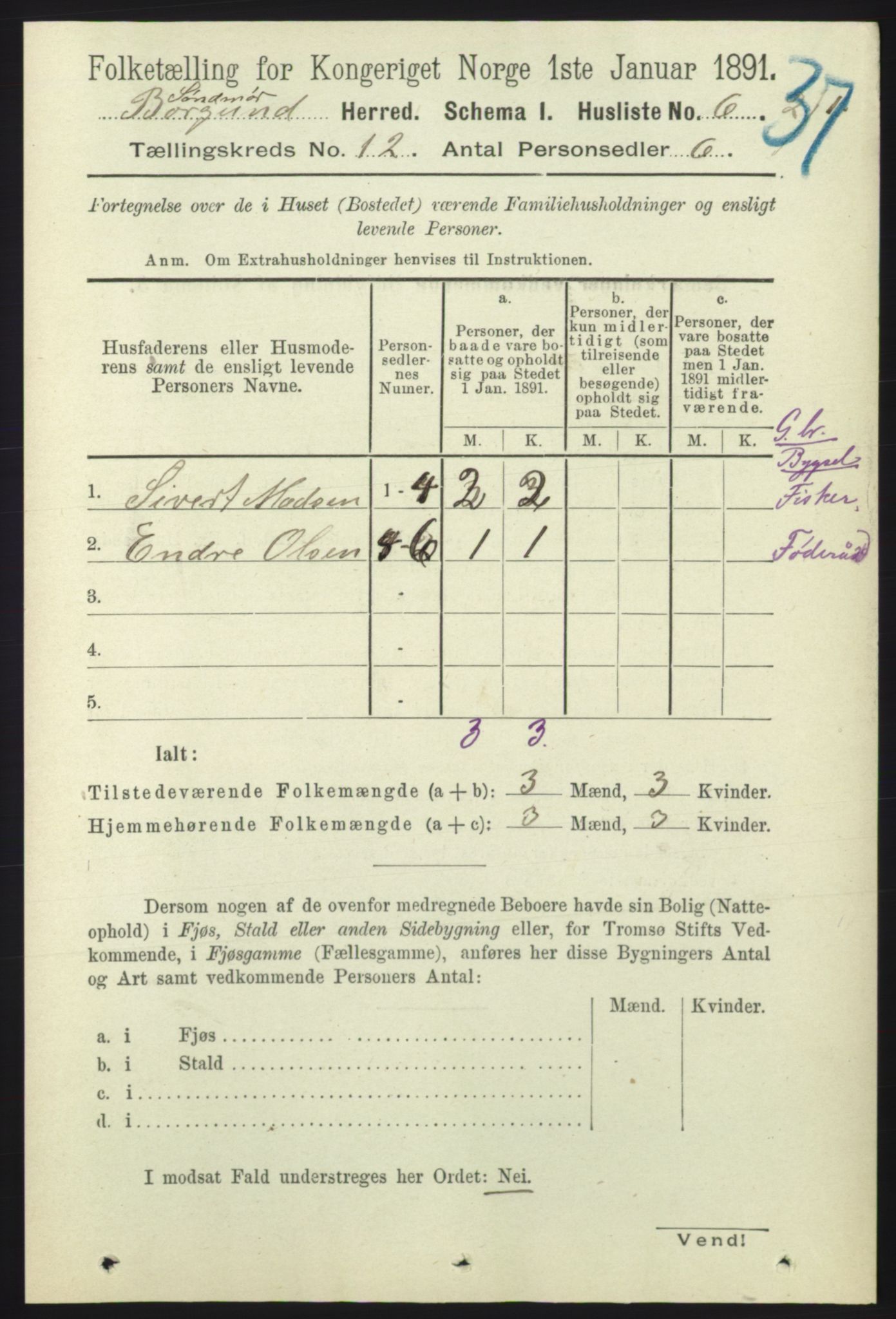 RA, 1891 census for 1531 Borgund, 1891, p. 3145