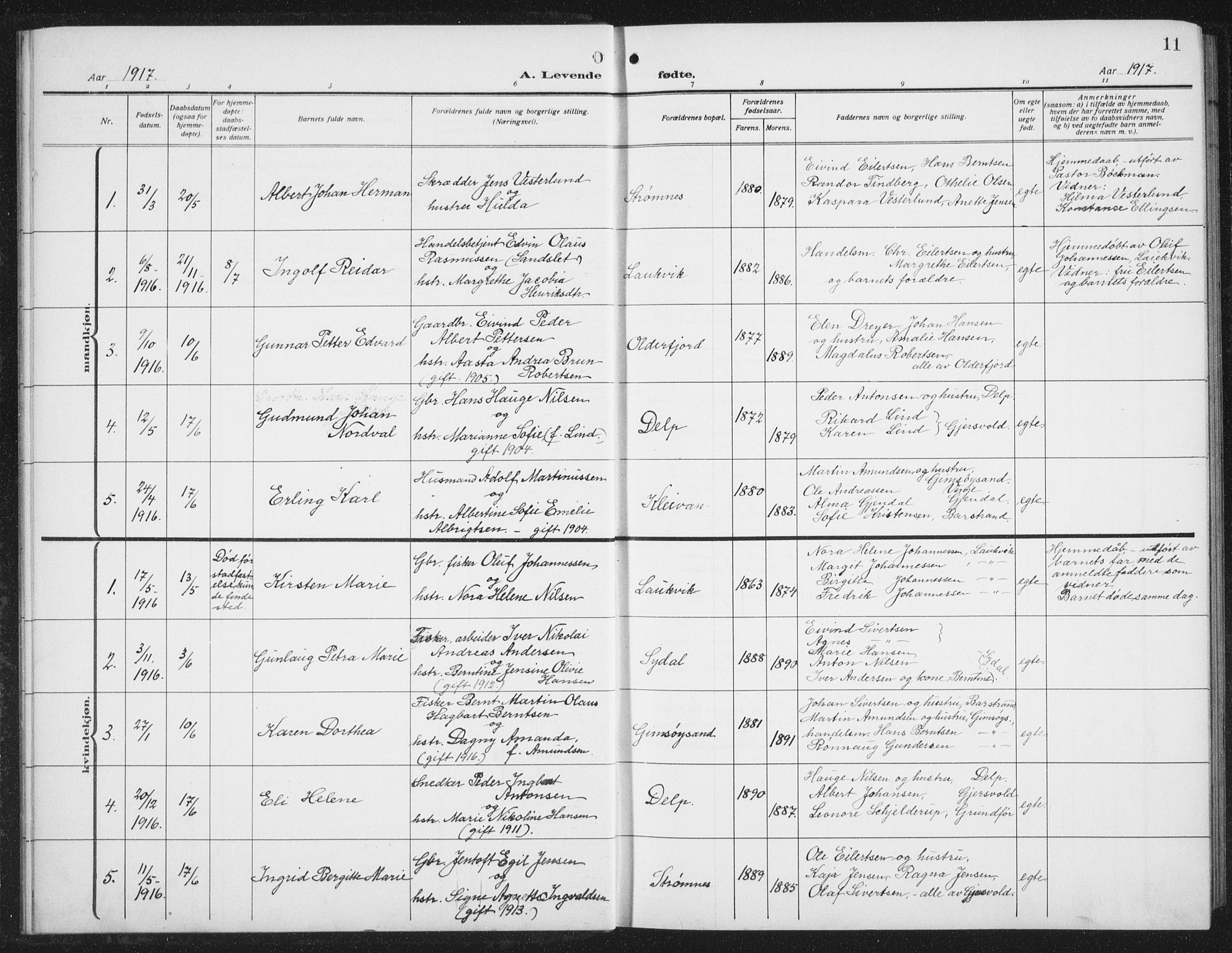 Ministerialprotokoller, klokkerbøker og fødselsregistre - Nordland, AV/SAT-A-1459/876/L1106: Parish register (copy) no. 876C05, 1915-1942, p. 11