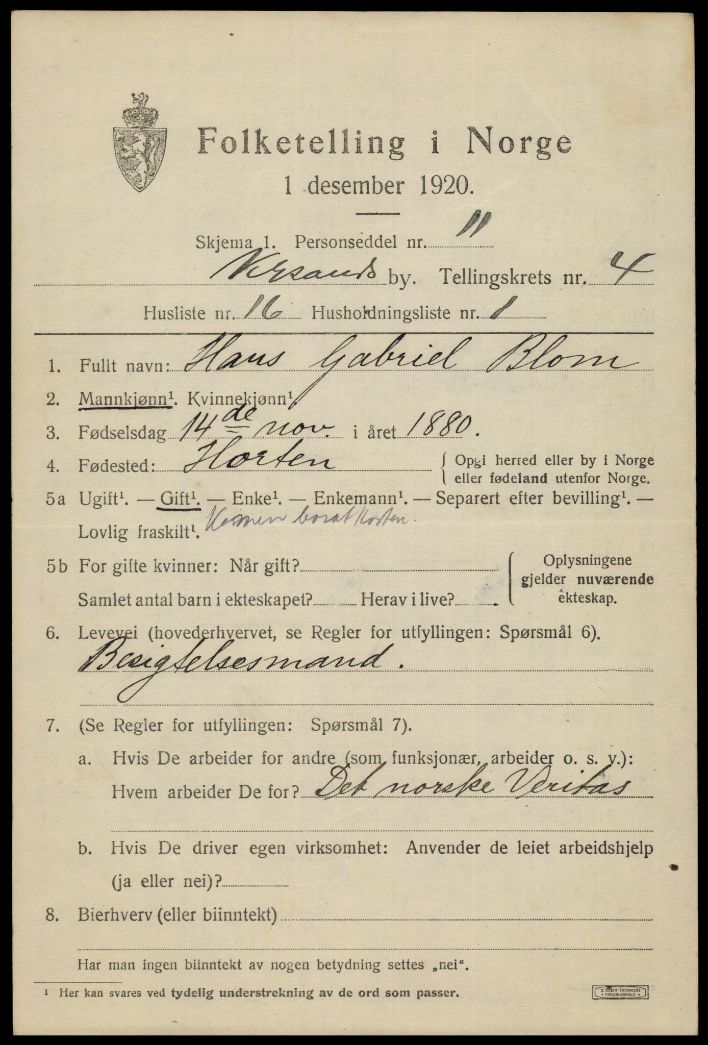 SAK, 1920 census for Kristiansand, 1920, p. 15659