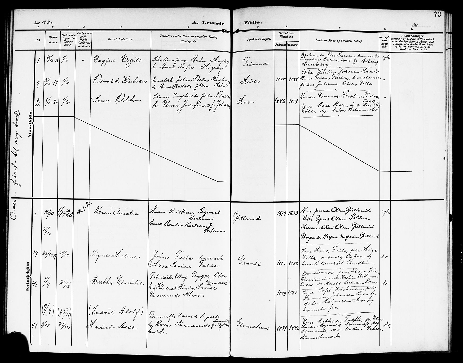 Fet prestekontor Kirkebøker, AV/SAO-A-10370a/G/Ga/L0008: Parish register (copy) no. I 8, 1907-1920, p. 73