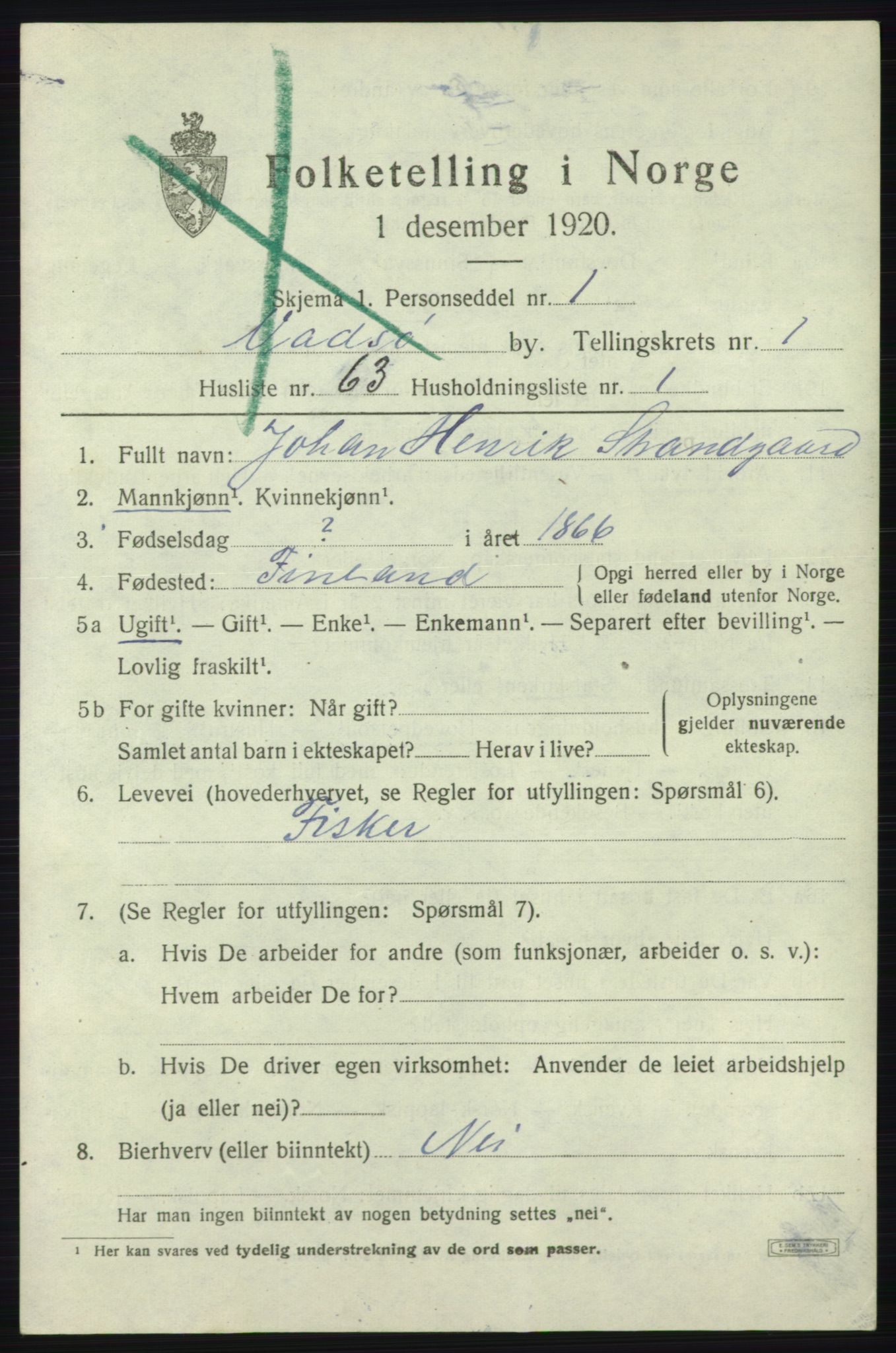 SATØ, 1920 census for Vadsø, 1920, p. 2241