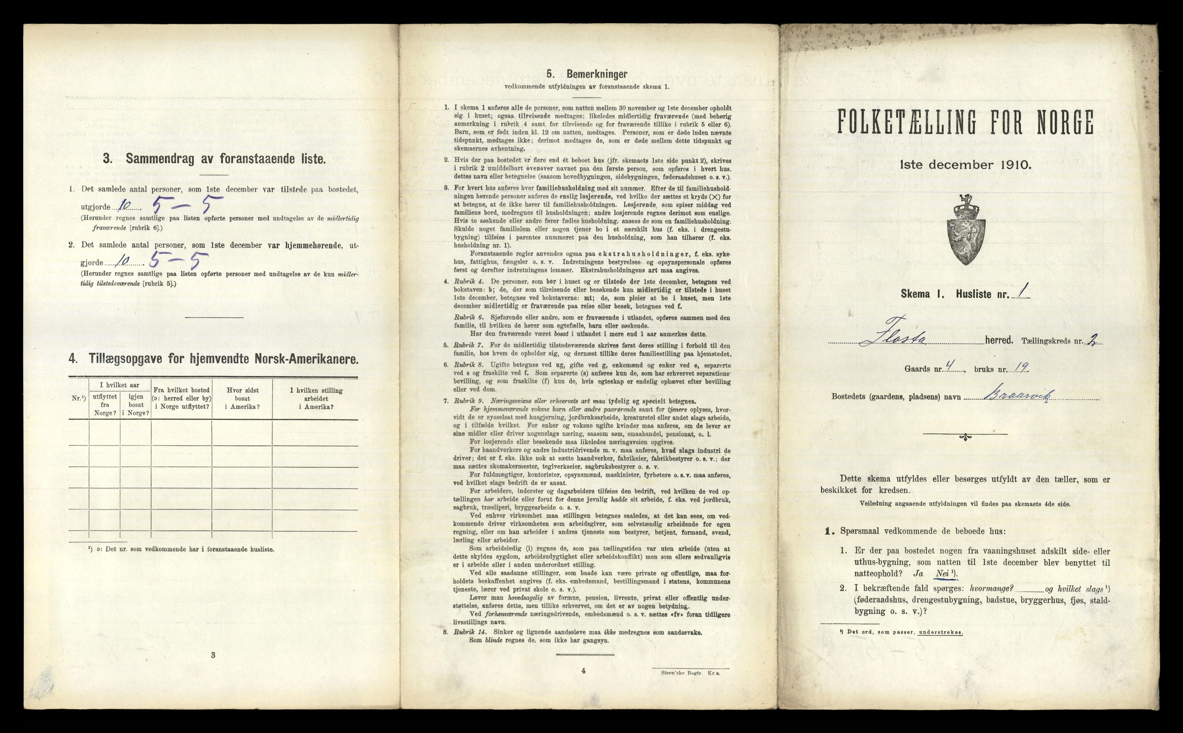 RA, 1910 census for Flosta, 1910, p. 315