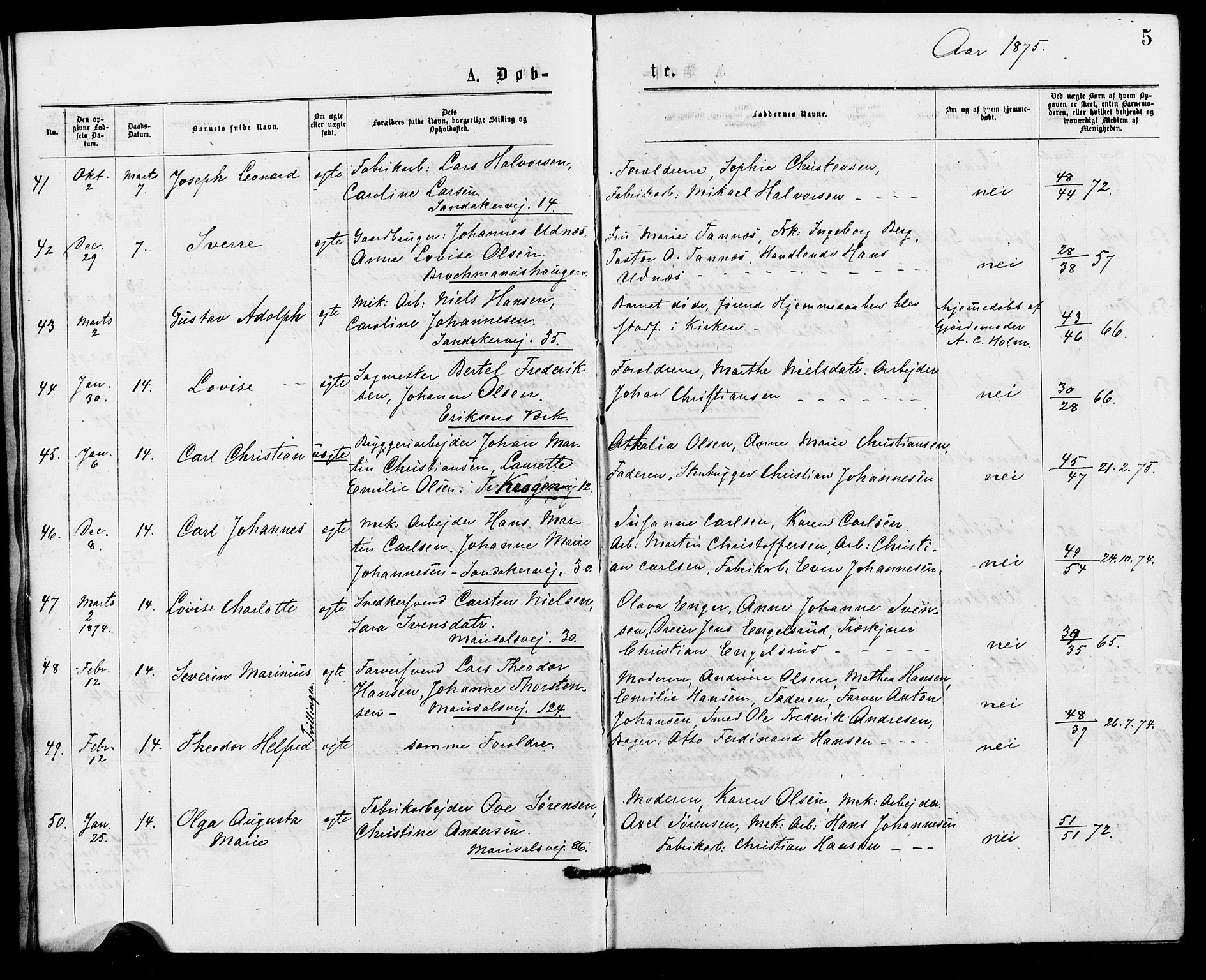 Gamle Aker prestekontor Kirkebøker, SAO/A-10617a/G/L0004: Parish register (copy) no. 4, 1875-1879, p. 5