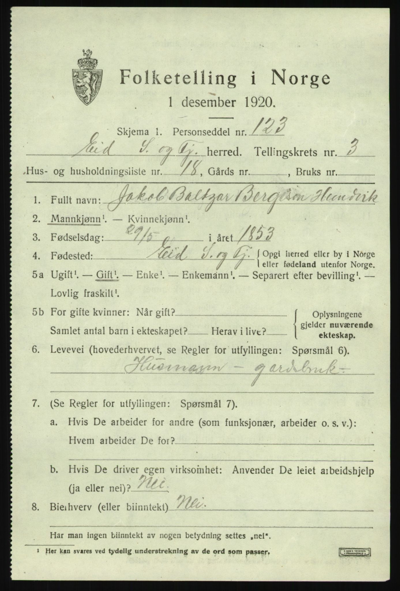 SAB, 1920 census for Eid, 1920, p. 2244