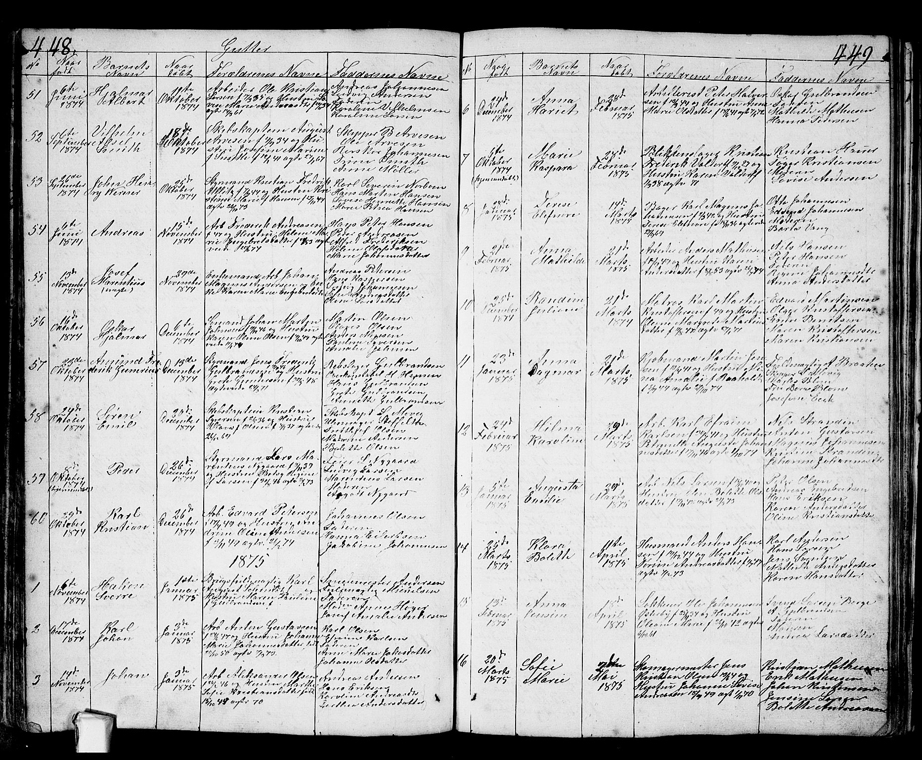 Fredrikstad prestekontor Kirkebøker, AV/SAO-A-11082/G/Ga/L0001: Parish register (copy) no. 1, 1824-1879, p. 448-449