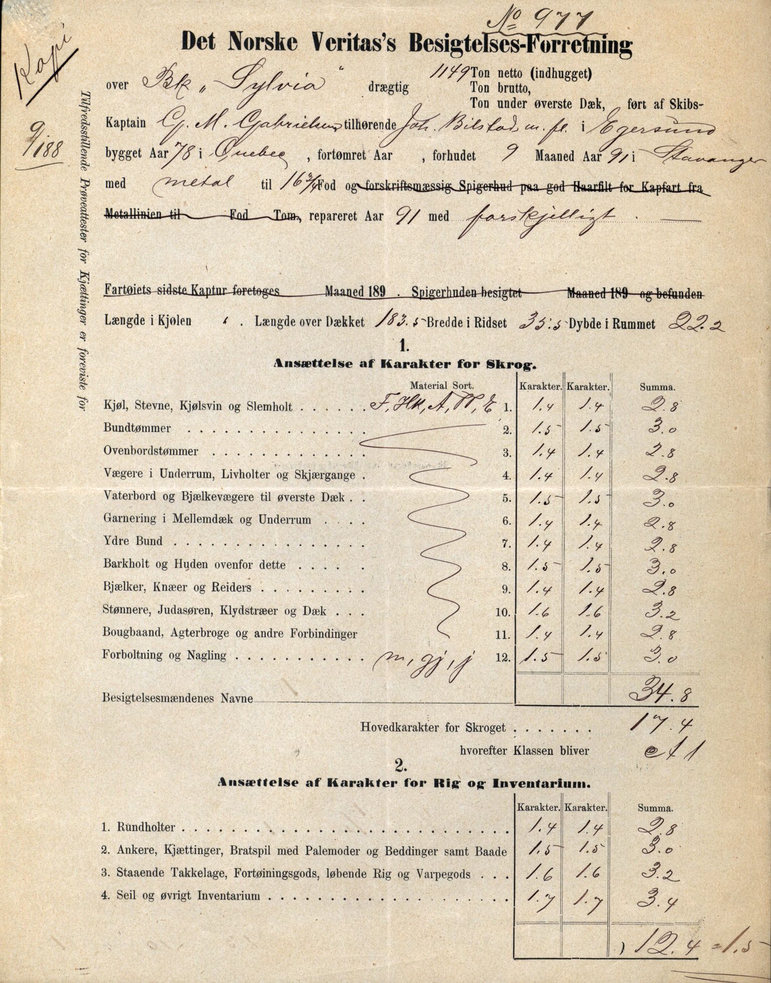 Pa 63 - Østlandske skibsassuranceforening, VEMU/A-1079/G/Ga/L0030/0006: Havaridokumenter / Sylvia, Stærk, Cathrine, Caroline, Glengairn, 1893, p. 4