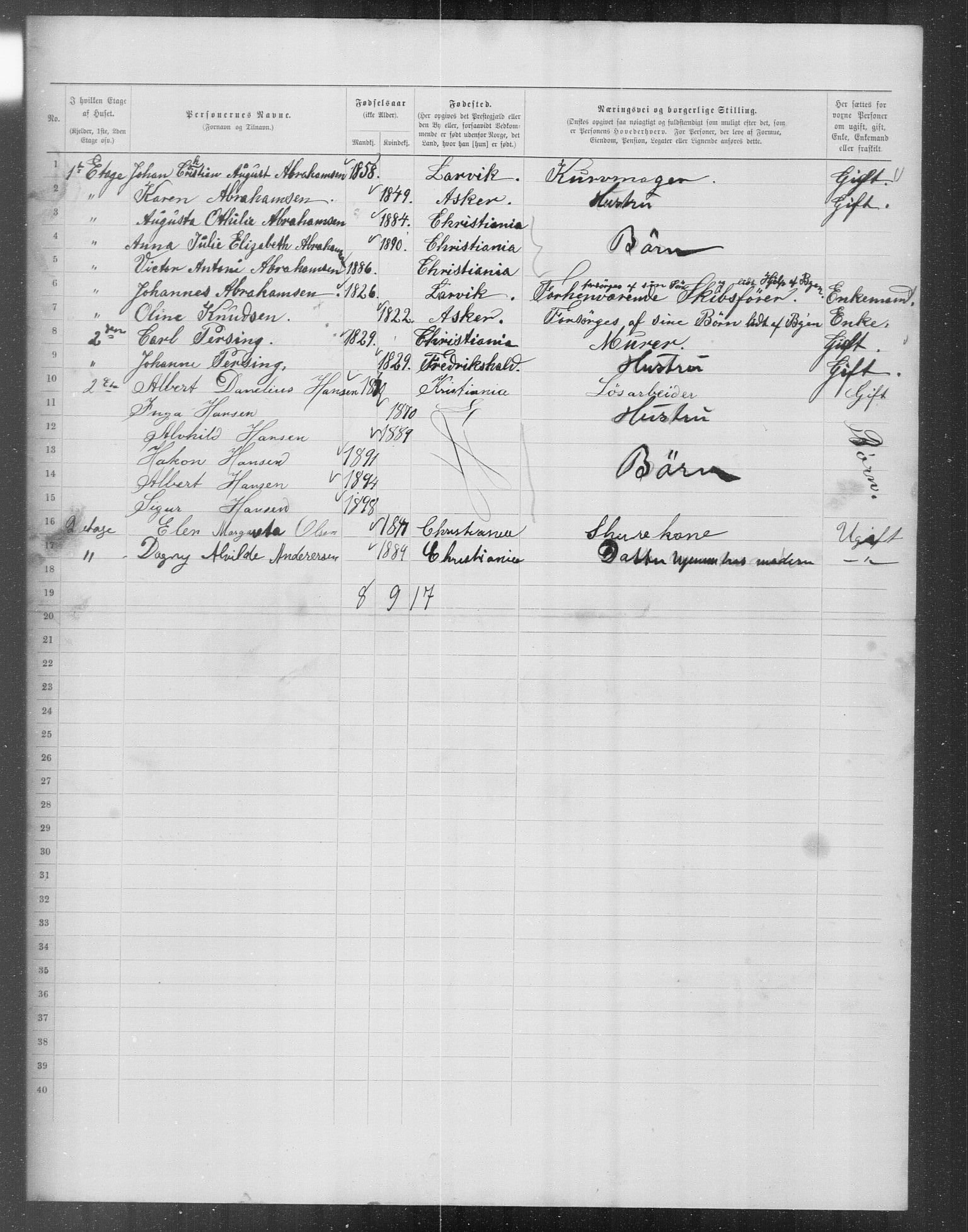 OBA, Municipal Census 1899 for Kristiania, 1899, p. 13505