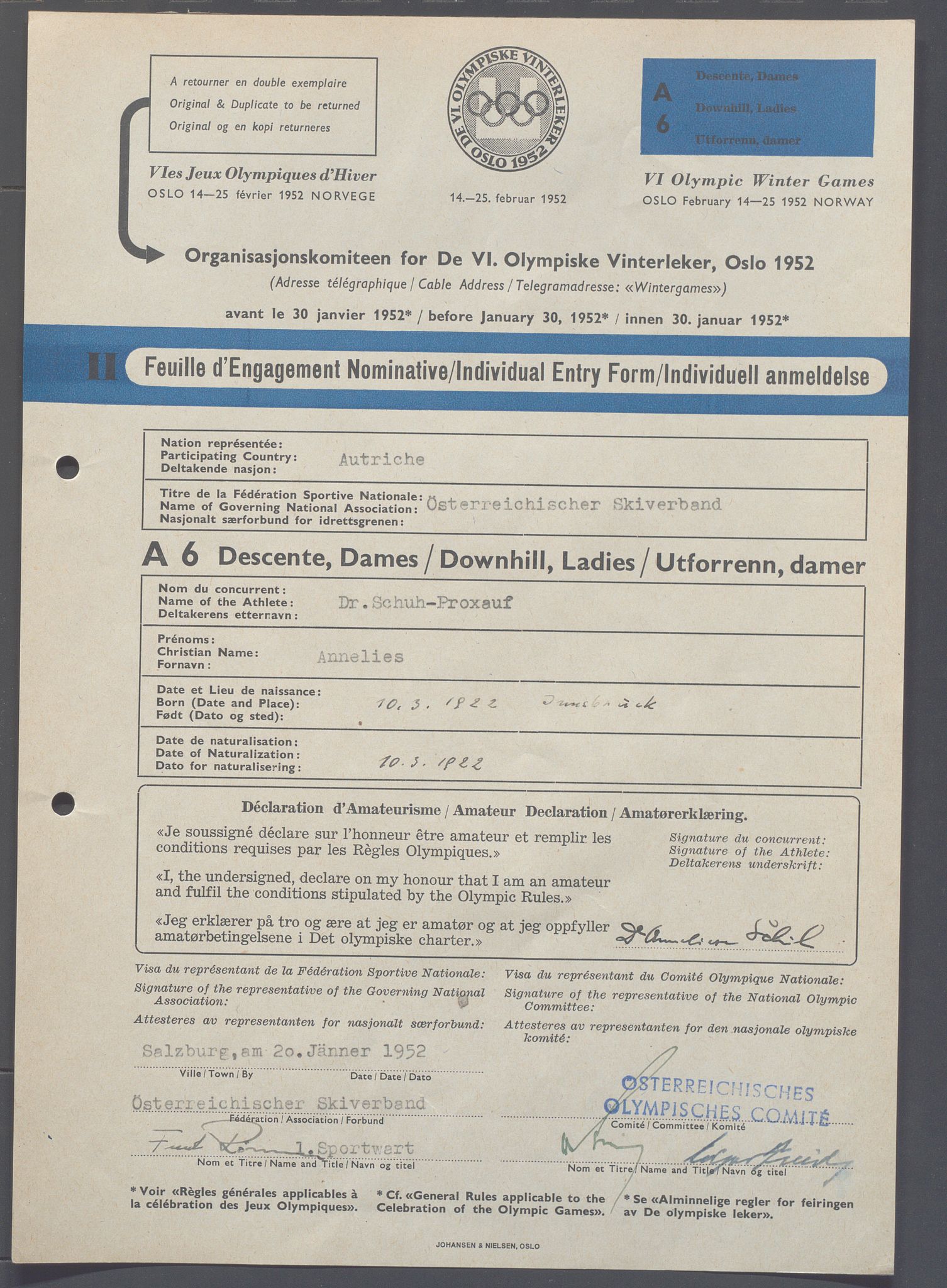 Organisasjonskomiteen for de VI. olympiske vinterleker, OBA/A-20130/H/Ha, 1951-1952, p. 381