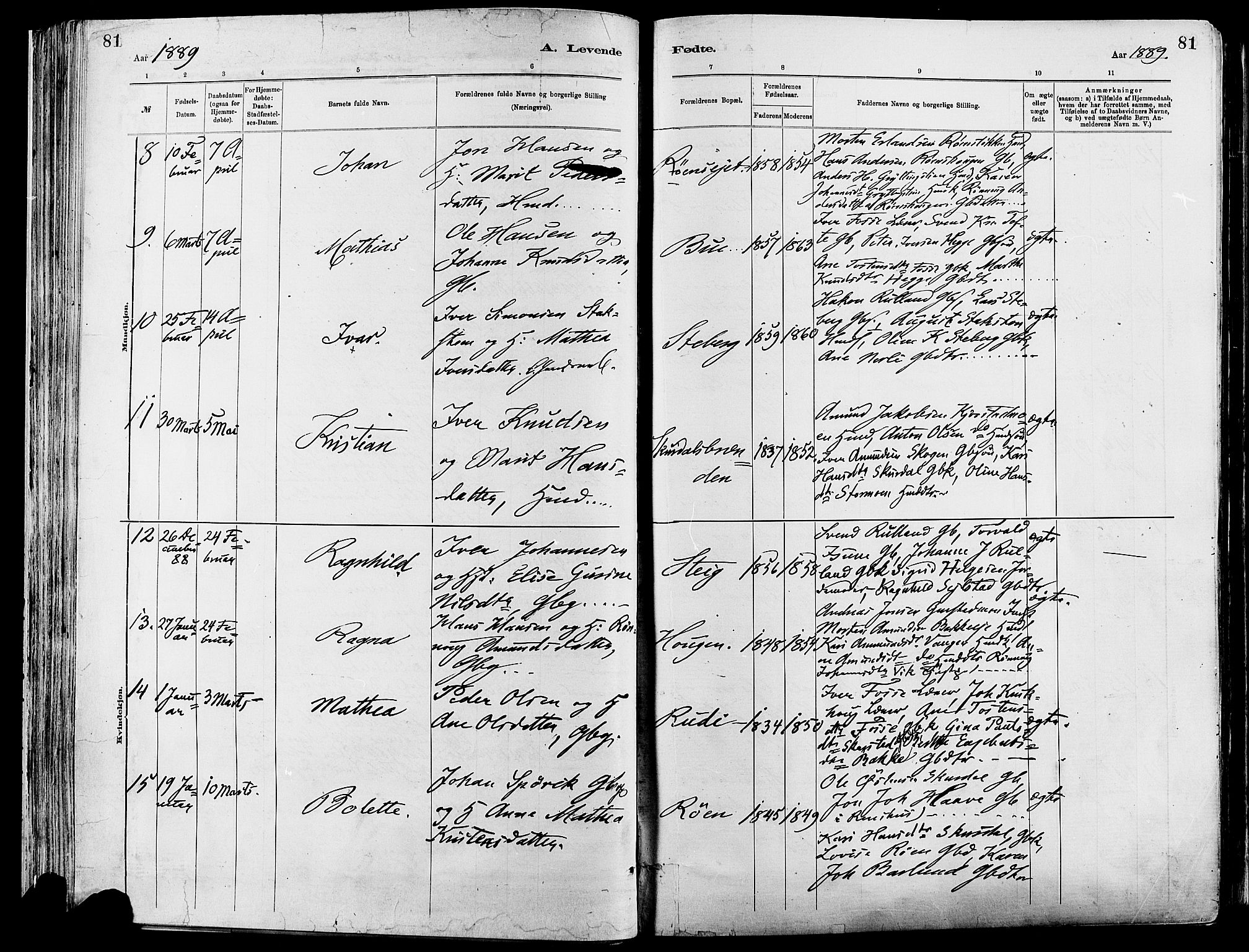Sør-Fron prestekontor, AV/SAH-PREST-010/H/Ha/Haa/L0003: Parish register (official) no. 3, 1881-1897, p. 81