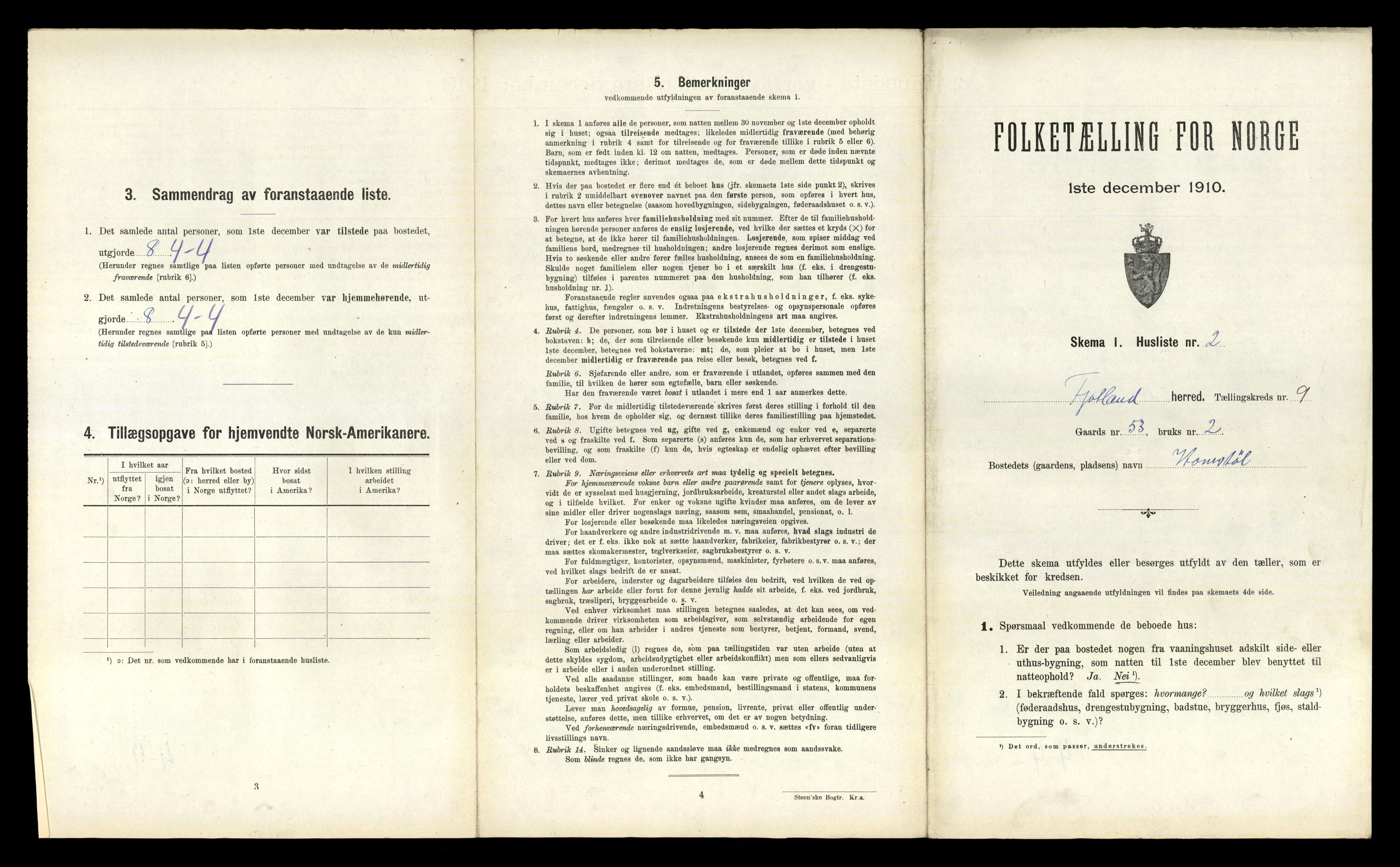 RA, 1910 census for Fjotland, 1910, p. 370