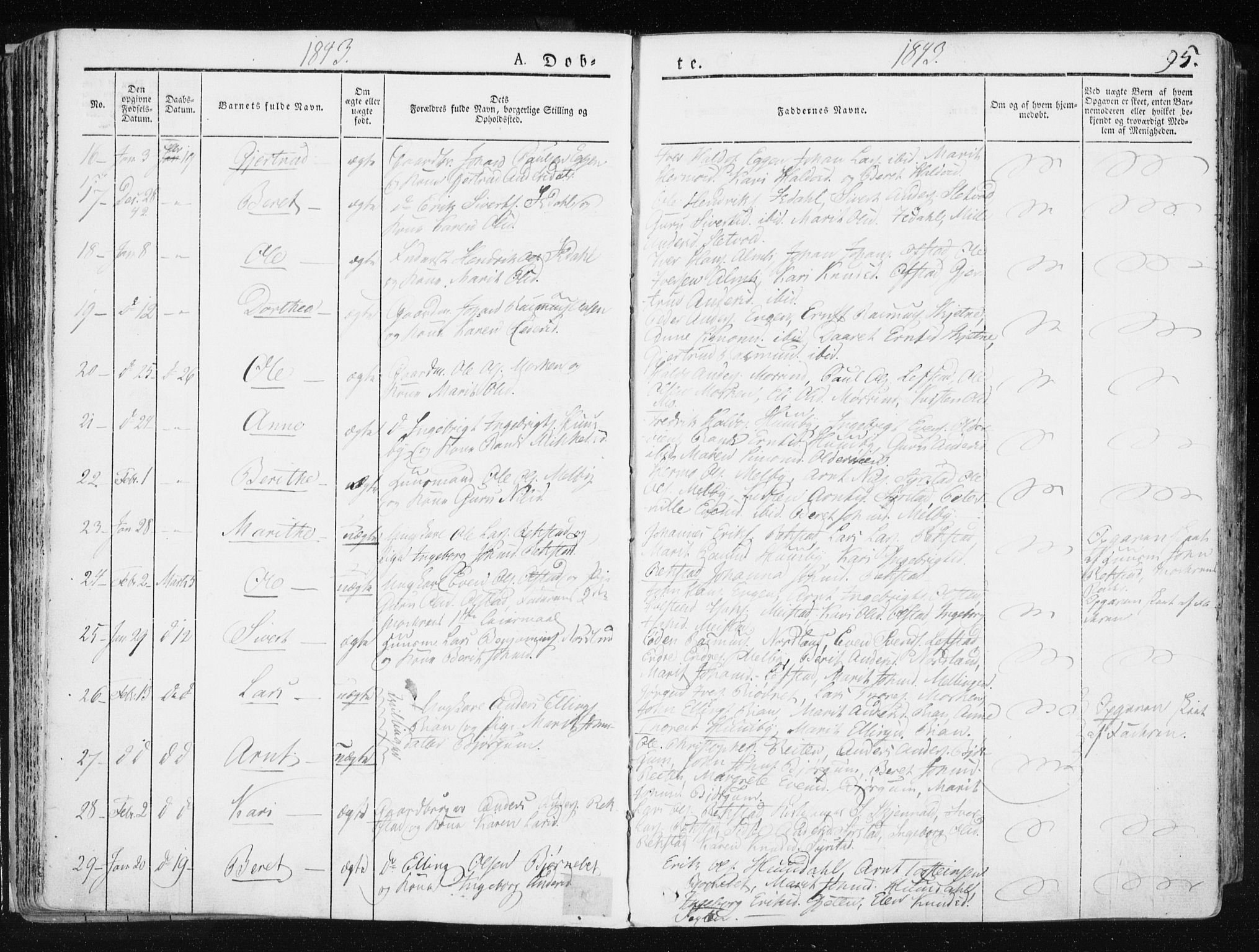 Ministerialprotokoller, klokkerbøker og fødselsregistre - Sør-Trøndelag, AV/SAT-A-1456/665/L0771: Parish register (official) no. 665A06, 1830-1856, p. 95