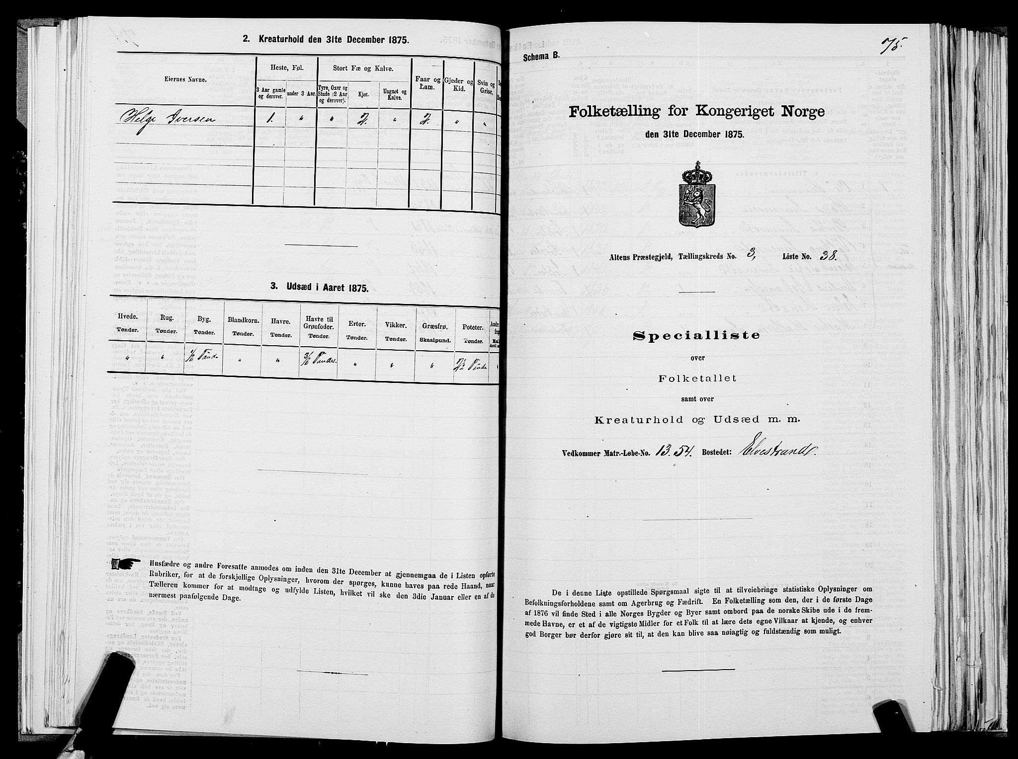 SATØ, 1875 census for 2012P Alta, 1875, p. 2075