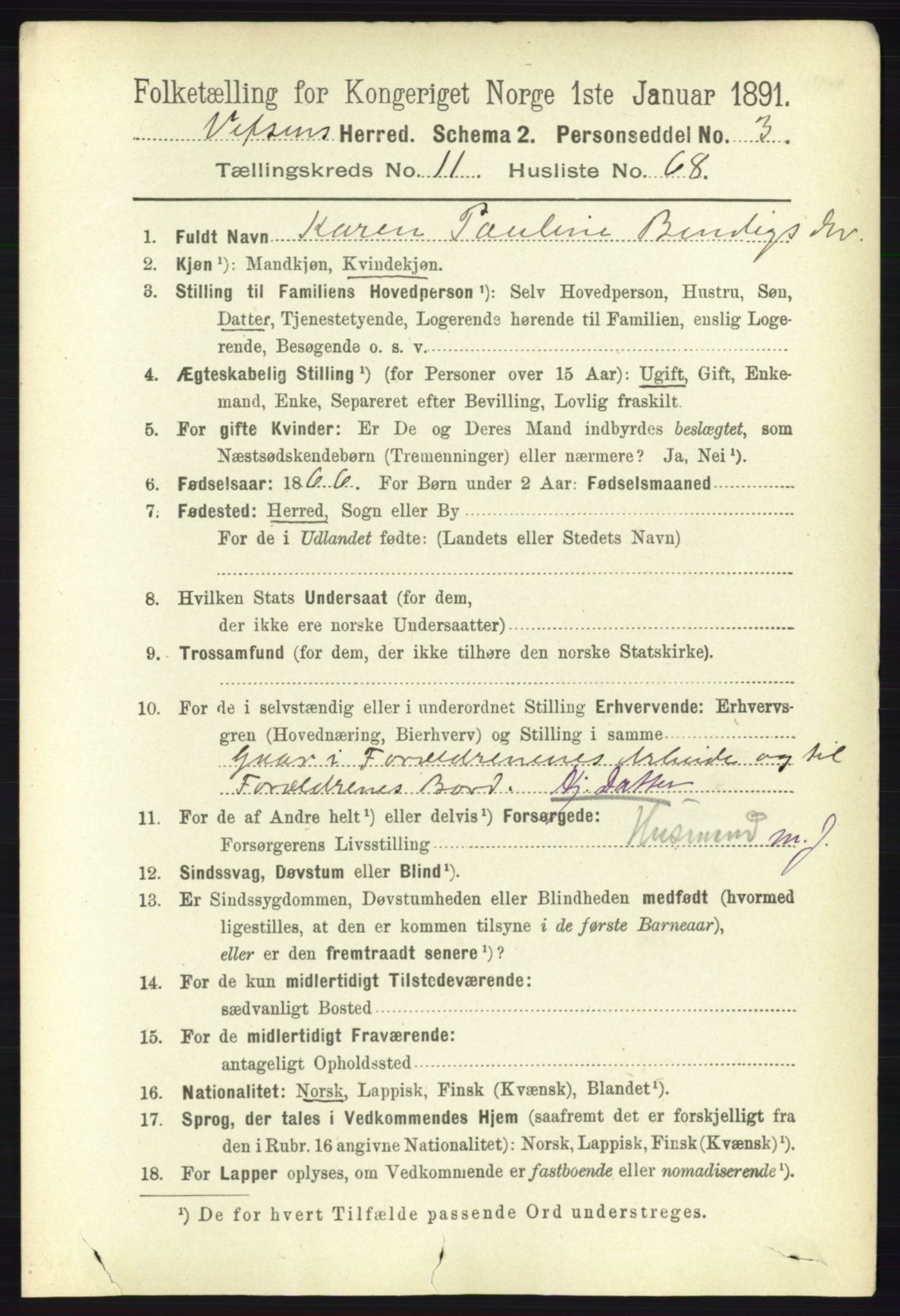 RA, 1891 census for 1824 Vefsn, 1891, p. 6047