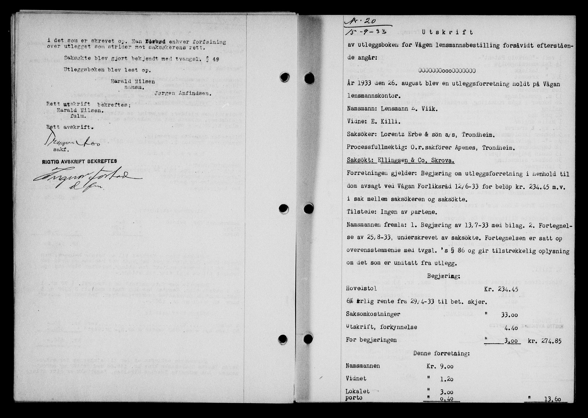 Lofoten sorenskriveri, AV/SAT-A-0017/1/2/2C/L0028b: Mortgage book no. 28b, 1933-1933, Deed date: 15.09.1933