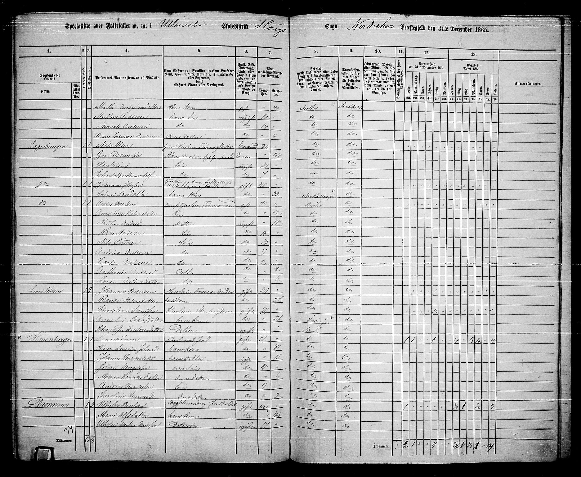 RA, 1865 census for Norderhov/Norderhov, Haug og Lunder, 1865, p. 267