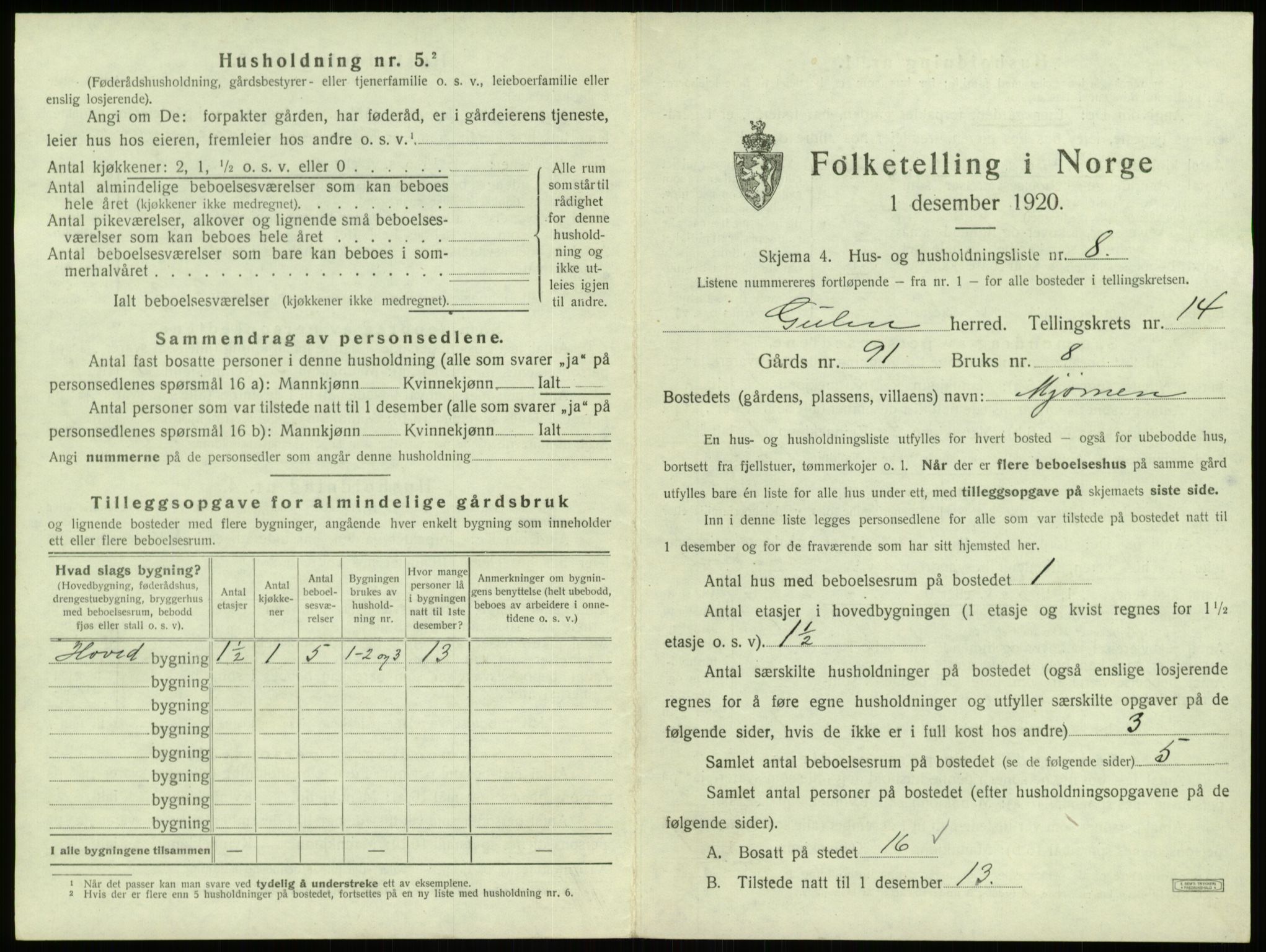 SAB, 1920 census for Gulen, 1920, p. 897