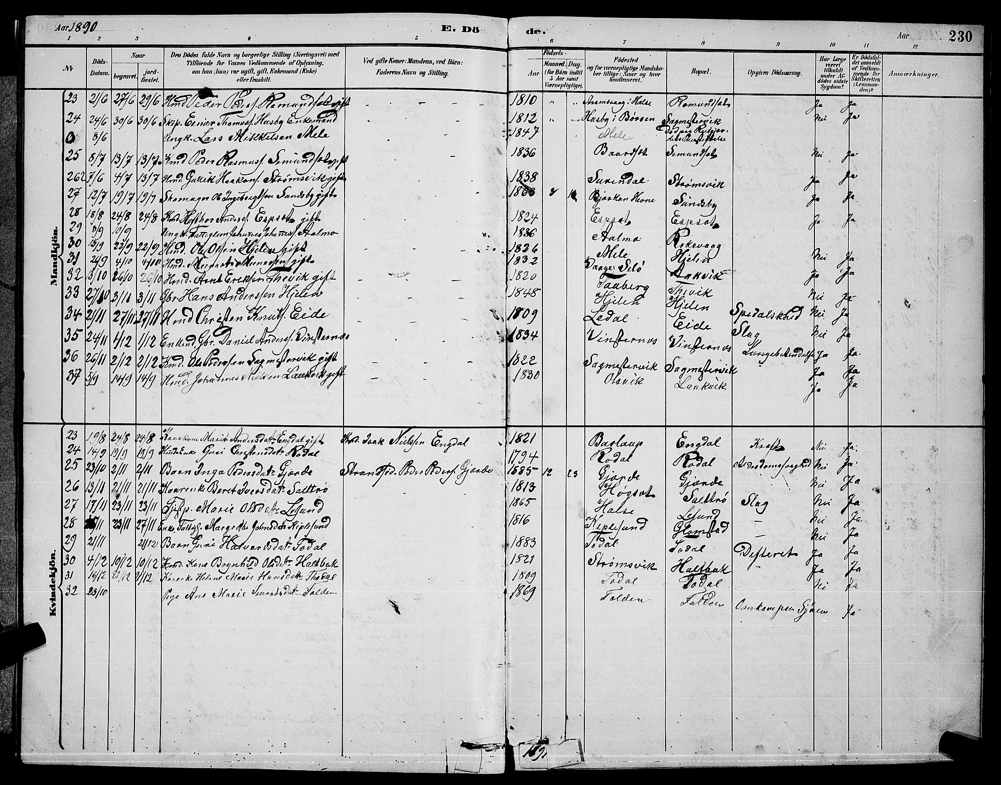 Ministerialprotokoller, klokkerbøker og fødselsregistre - Møre og Romsdal, AV/SAT-A-1454/578/L0909: Parish register (copy) no. 578C02, 1882-1900, p. 230