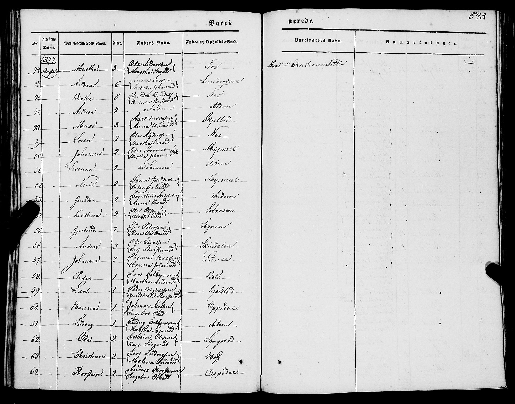 Gaular sokneprestembete, SAB/A-80001/H/Haa: Parish register (official) no. A 4II, 1841-1859, p. 543