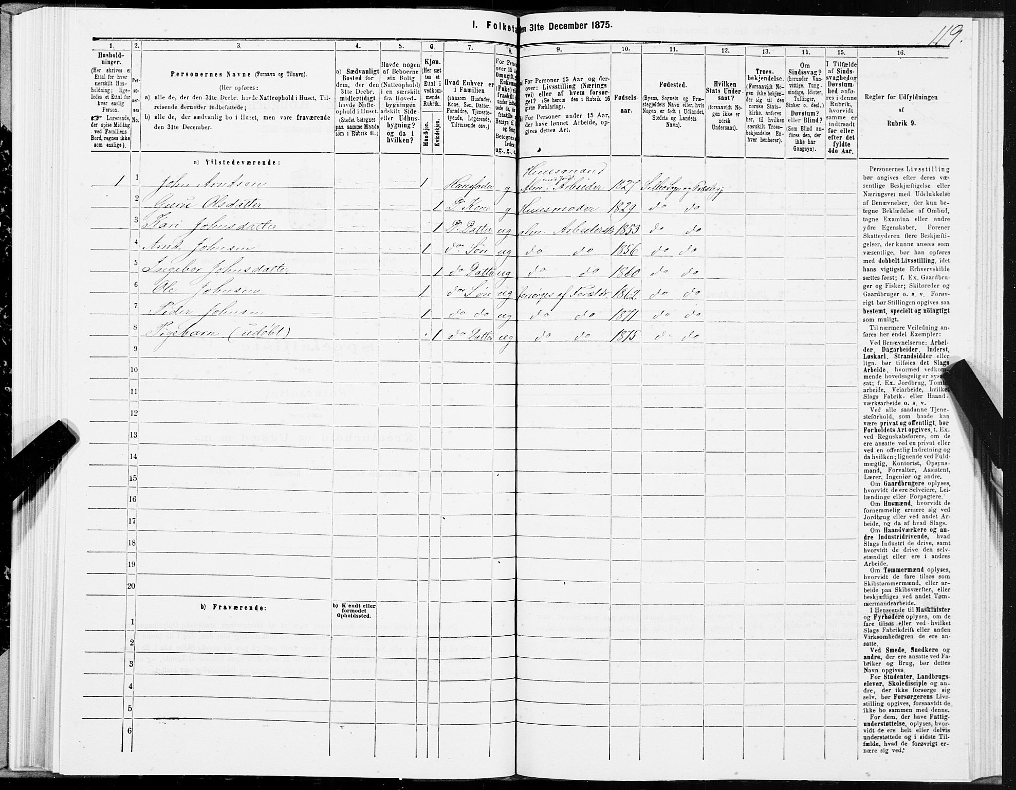 SAT, 1875 census for 1664P Selbu, 1875, p. 3119