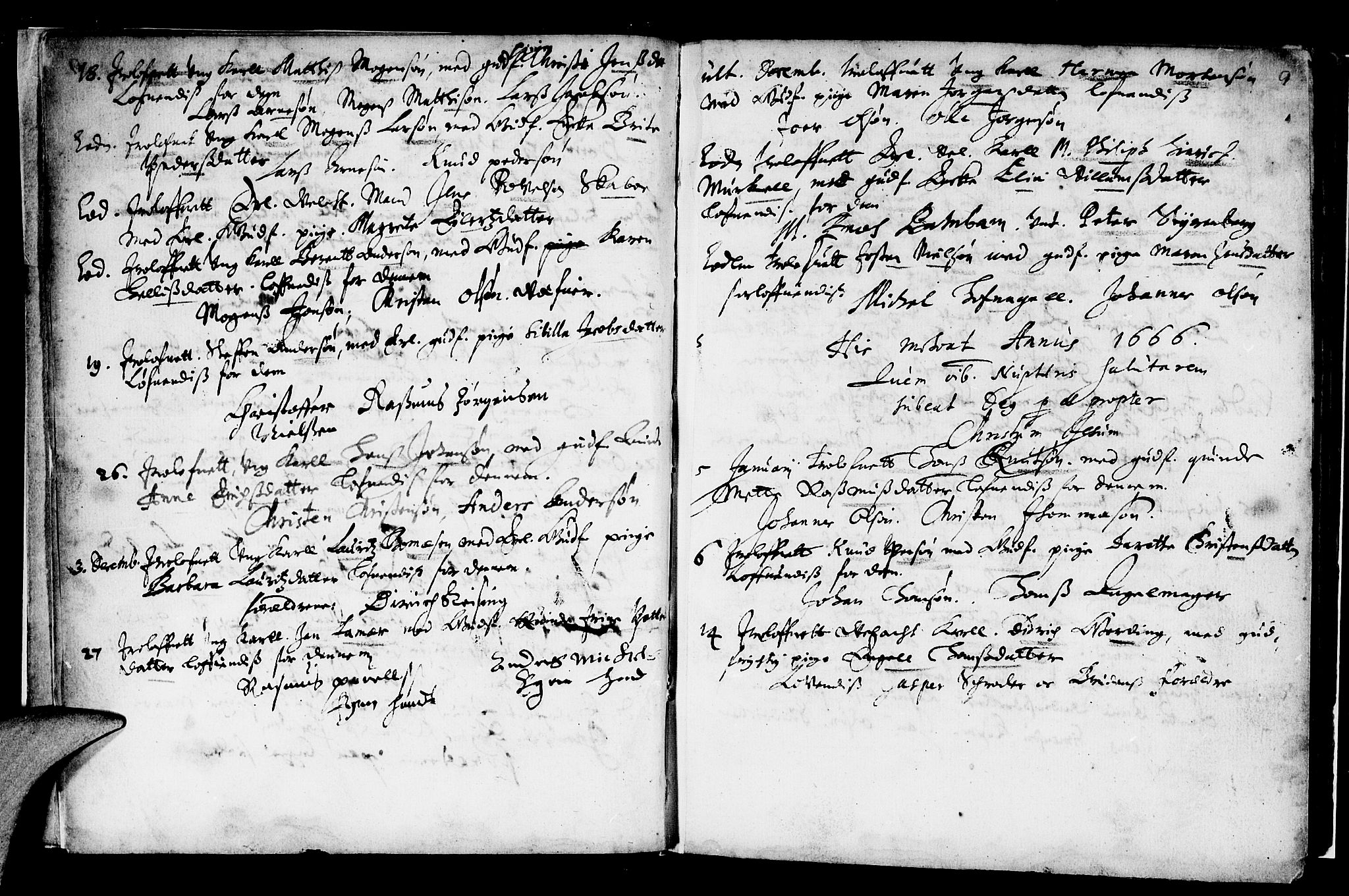 Domkirken sokneprestembete, SAB/A-74801/H/Haa/L0006: Parish register (official) no. A 6, 1663-1683, p. 9