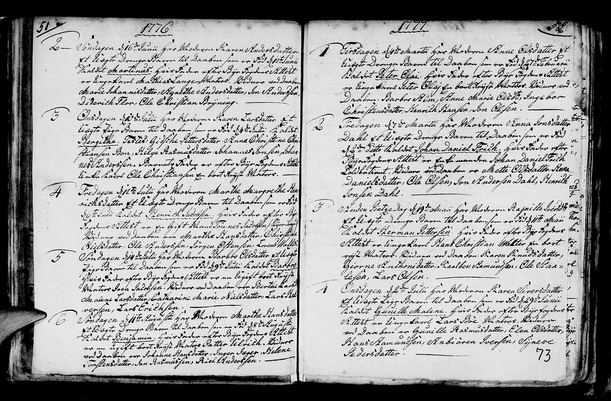 Nykirken Sokneprestembete, SAB/A-77101/H/Haa/L0001: Parish register (official) no. A 1, 1668-1820, p. 73