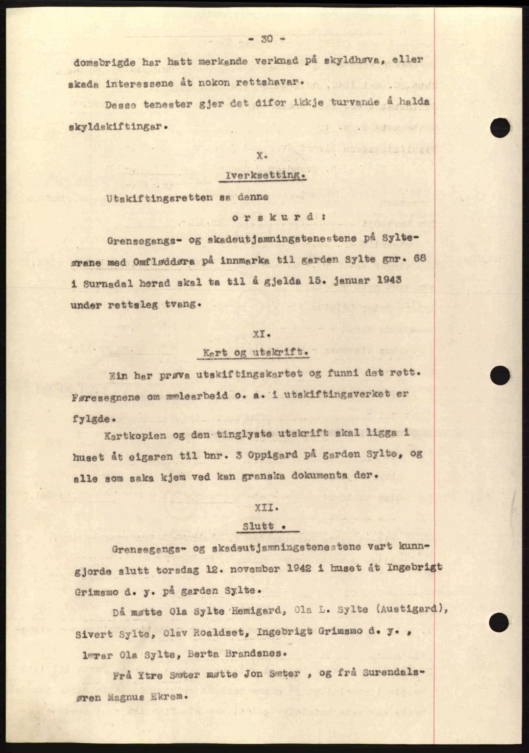 Nordmøre sorenskriveri, AV/SAT-A-4132/1/2/2Ca: Mortgage book no. A94, 1942-1943, Diary no: : 3364/1942