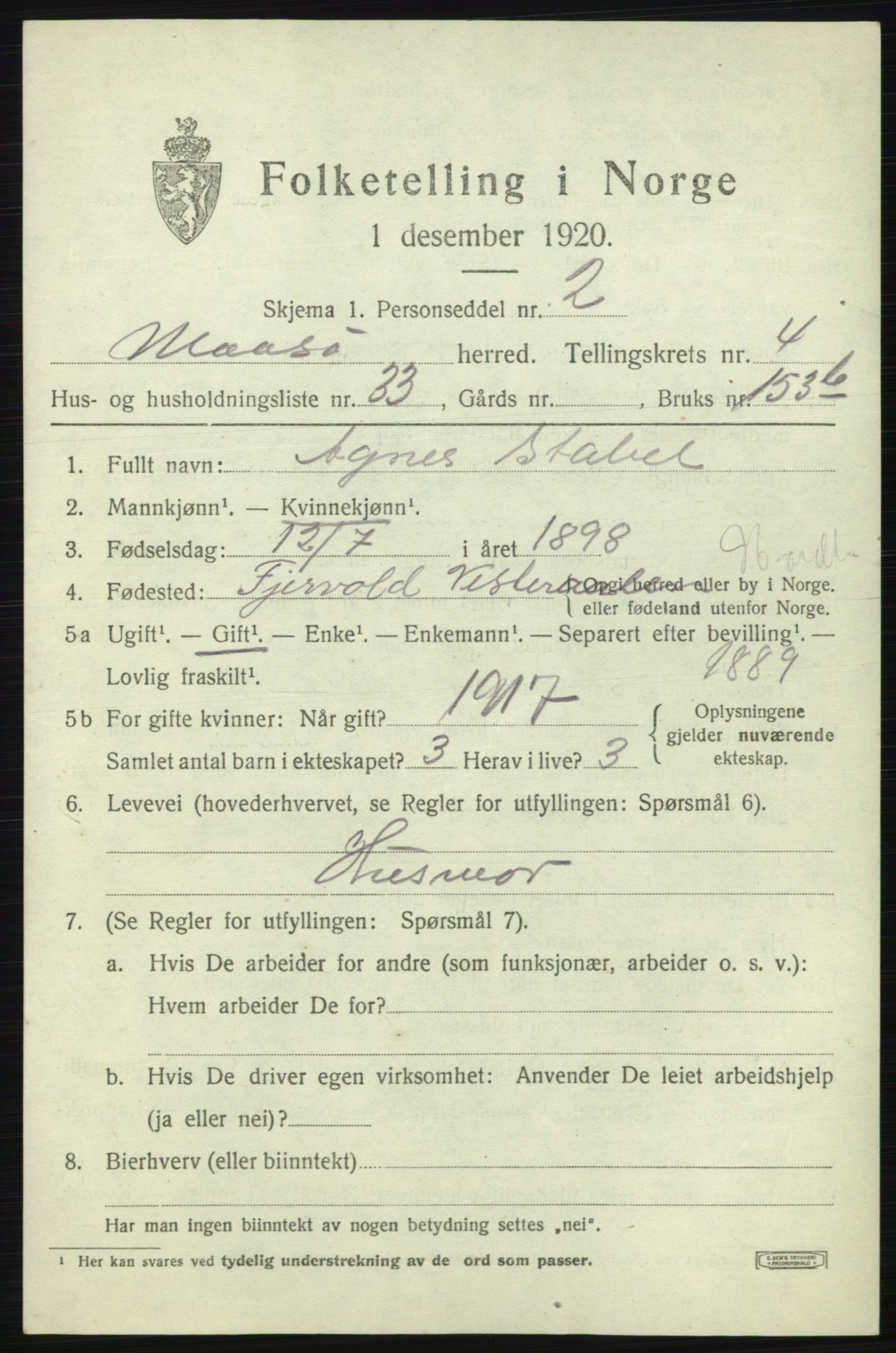 SATØ, 1920 census for Måsøy, 1920, p. 2196