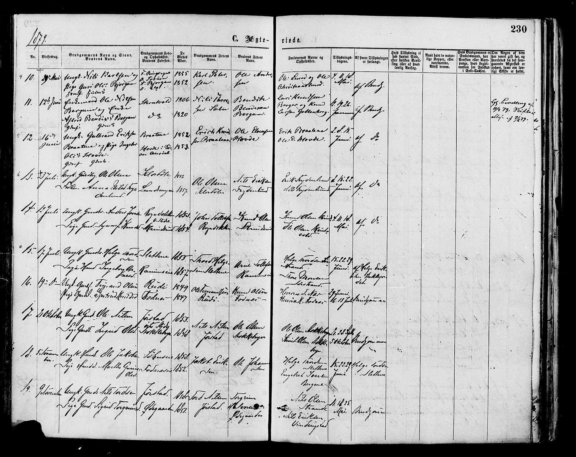 Nord-Aurdal prestekontor, SAH/PREST-132/H/Ha/Haa/L0009: Parish register (official) no. 9, 1876-1882, p. 230