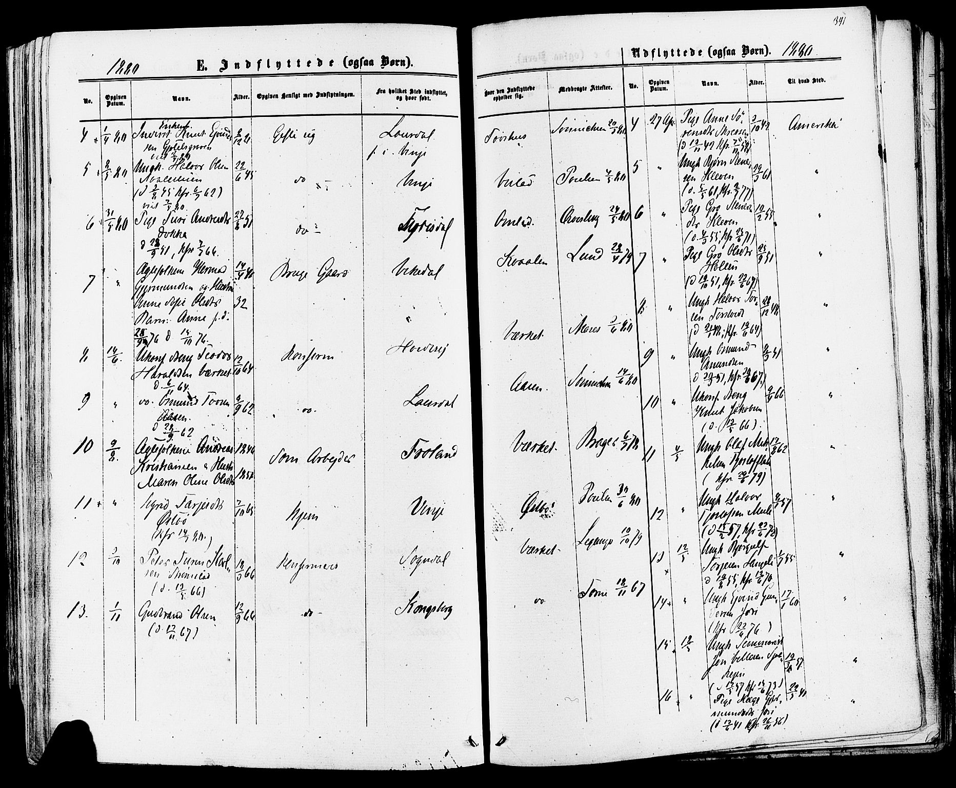 Mo kirkebøker, AV/SAKO-A-286/F/Fa/L0006: Parish register (official) no. I 6, 1865-1885, p. 341