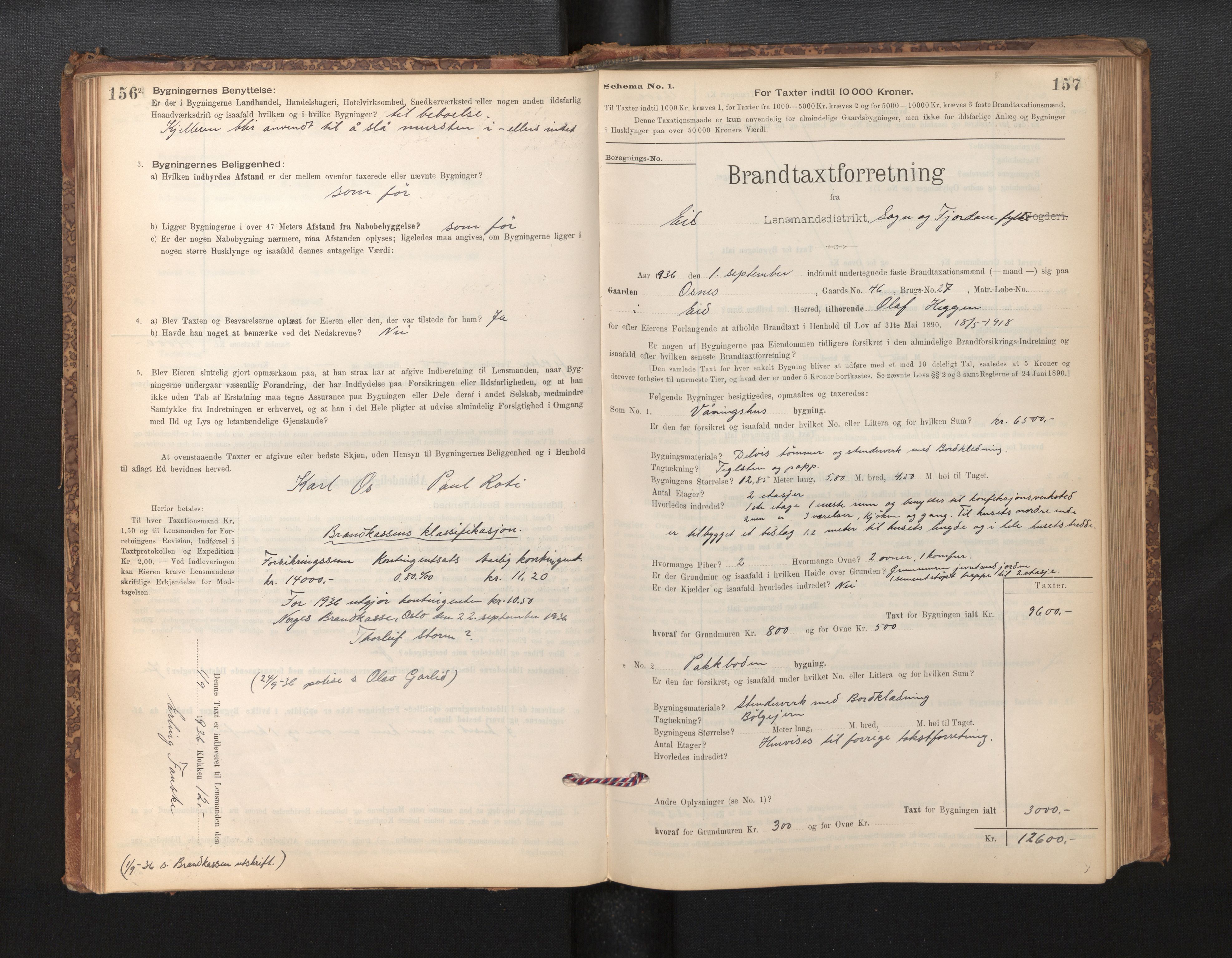 Lensmannen i Eid, AV/SAB-A-27001/0012/L0007: Branntakstprotokoll, skjematakst, 1896-1929, p. 156-157