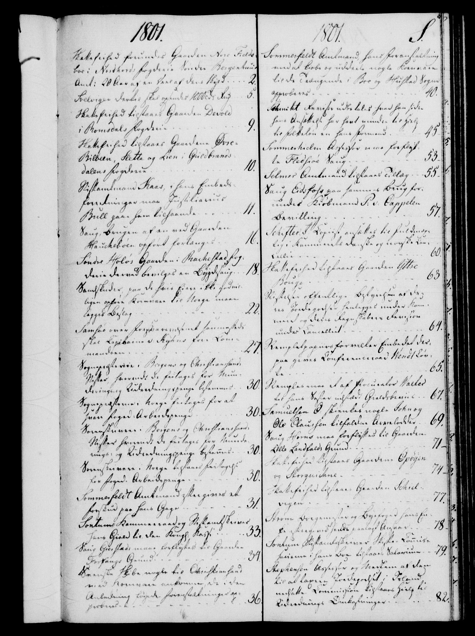 Rentekammeret, Kammerkanselliet, RA/EA-3111/G/Gf/Gfb/L0016: Register til norske relasjons- og resolusjonsprotokoller (merket RK 52.111), 1801-1814, p. 146