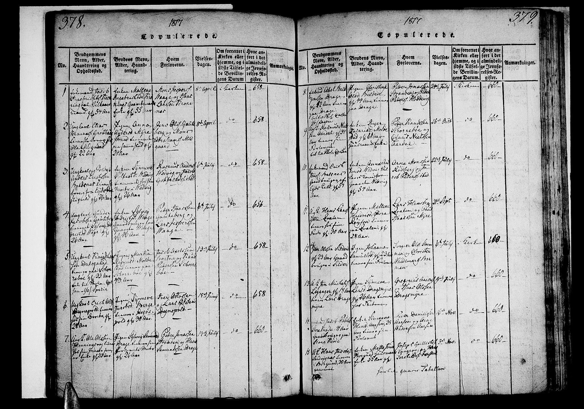 Selje sokneprestembete, SAB/A-99938/H/Ha/Haa/Haaa: Parish register (official) no. A 8, 1816-1828, p. 378-379