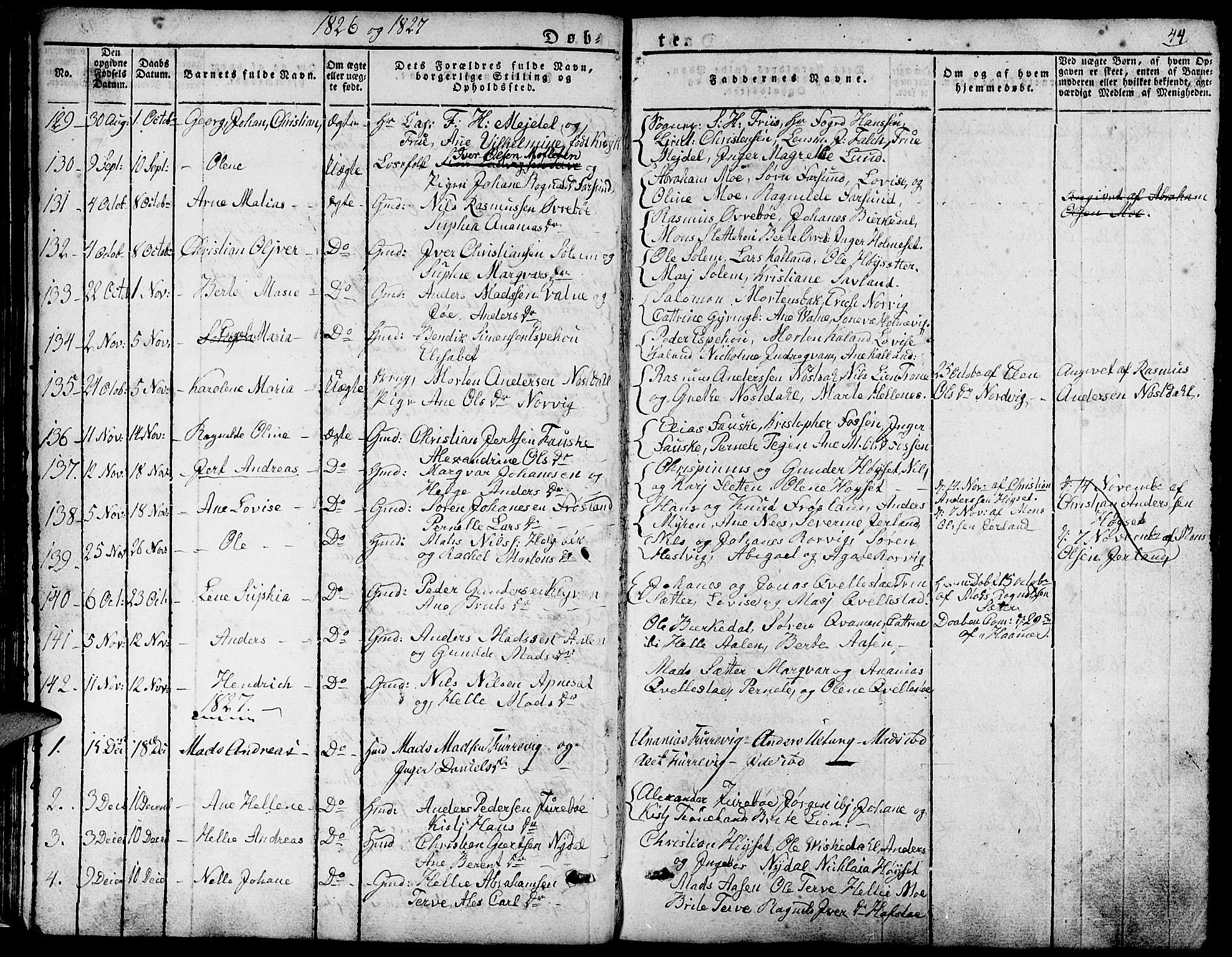 Førde sokneprestembete, AV/SAB-A-79901/H/Haa/Haaa/L0006: Parish register (official) no. A 6, 1821-1842, p. 44