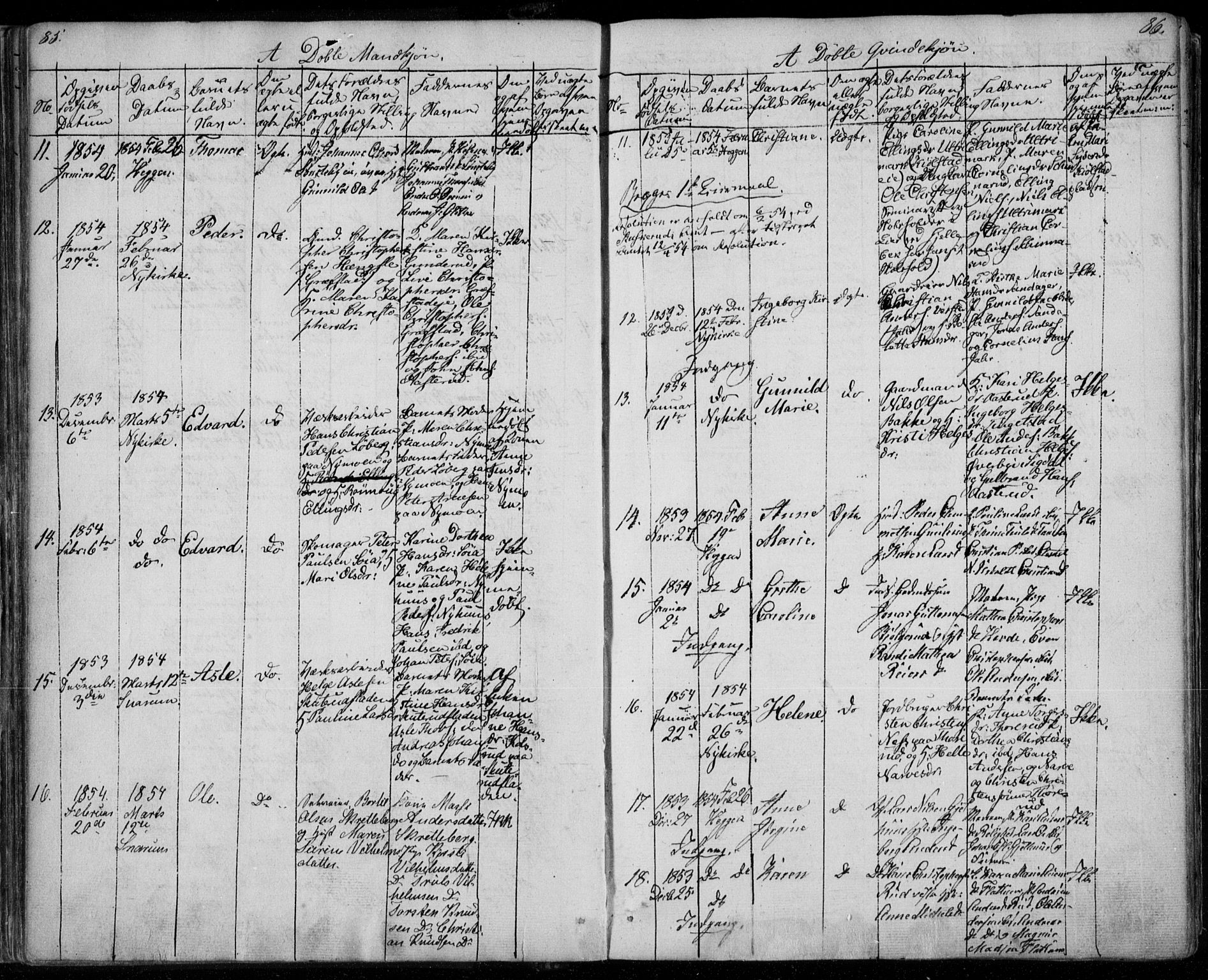 Modum kirkebøker, AV/SAKO-A-234/F/Fa/L0008: Parish register (official) no. 8, 1851-1859, p. 85-86