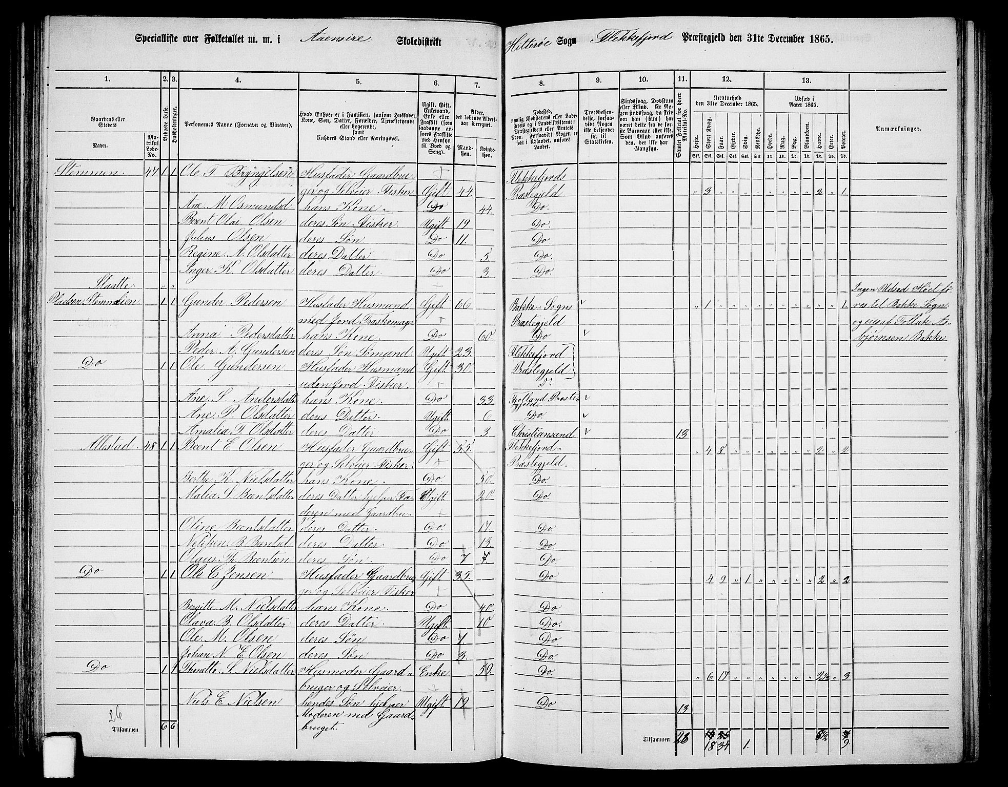 RA, 1865 census for Flekkefjord/Nes og Hidra, 1865, p. 78